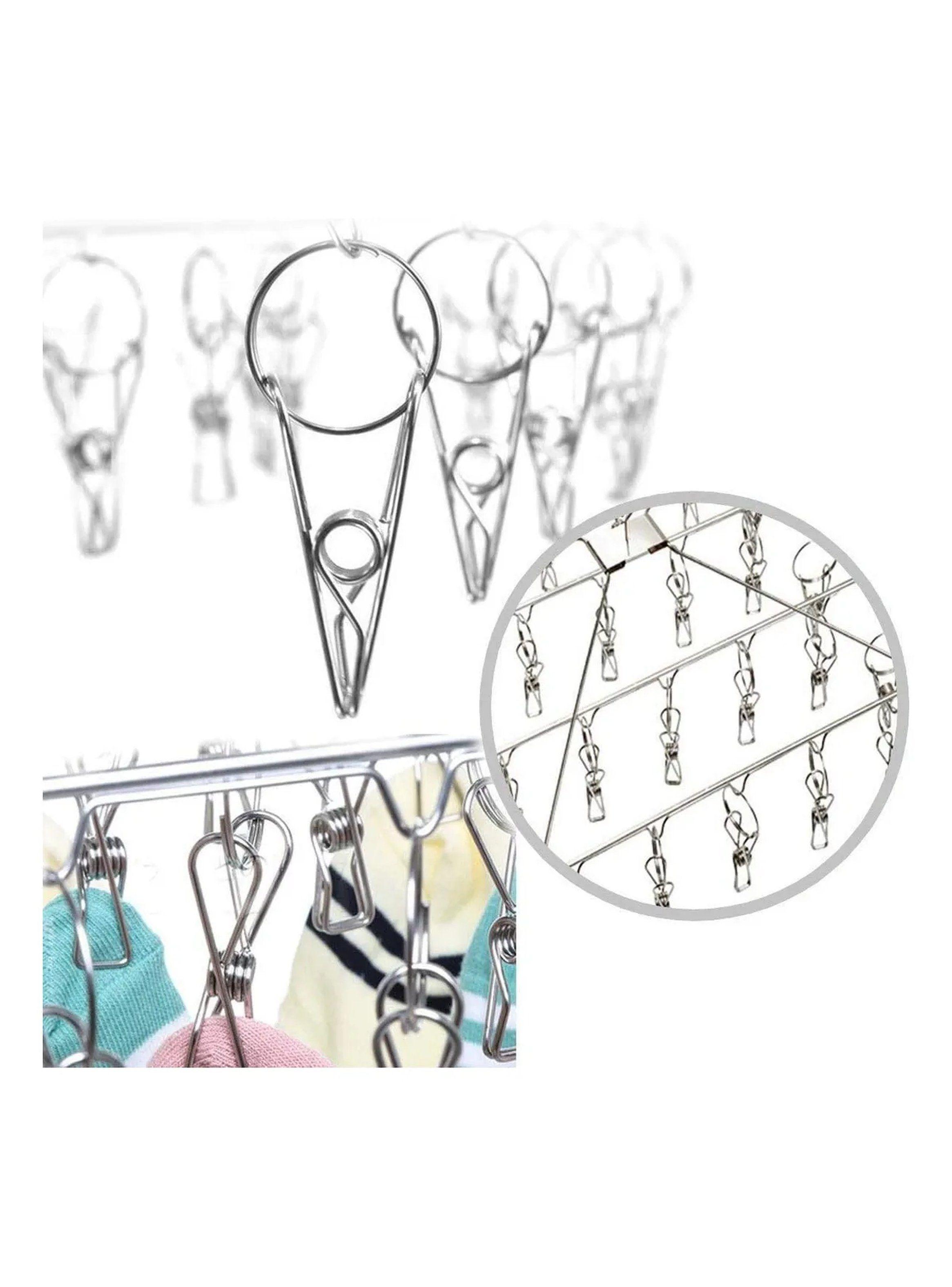 Tendedero De Ropa Plegable Acero Inoxidable 40 Pinzas Rotación 360°-7