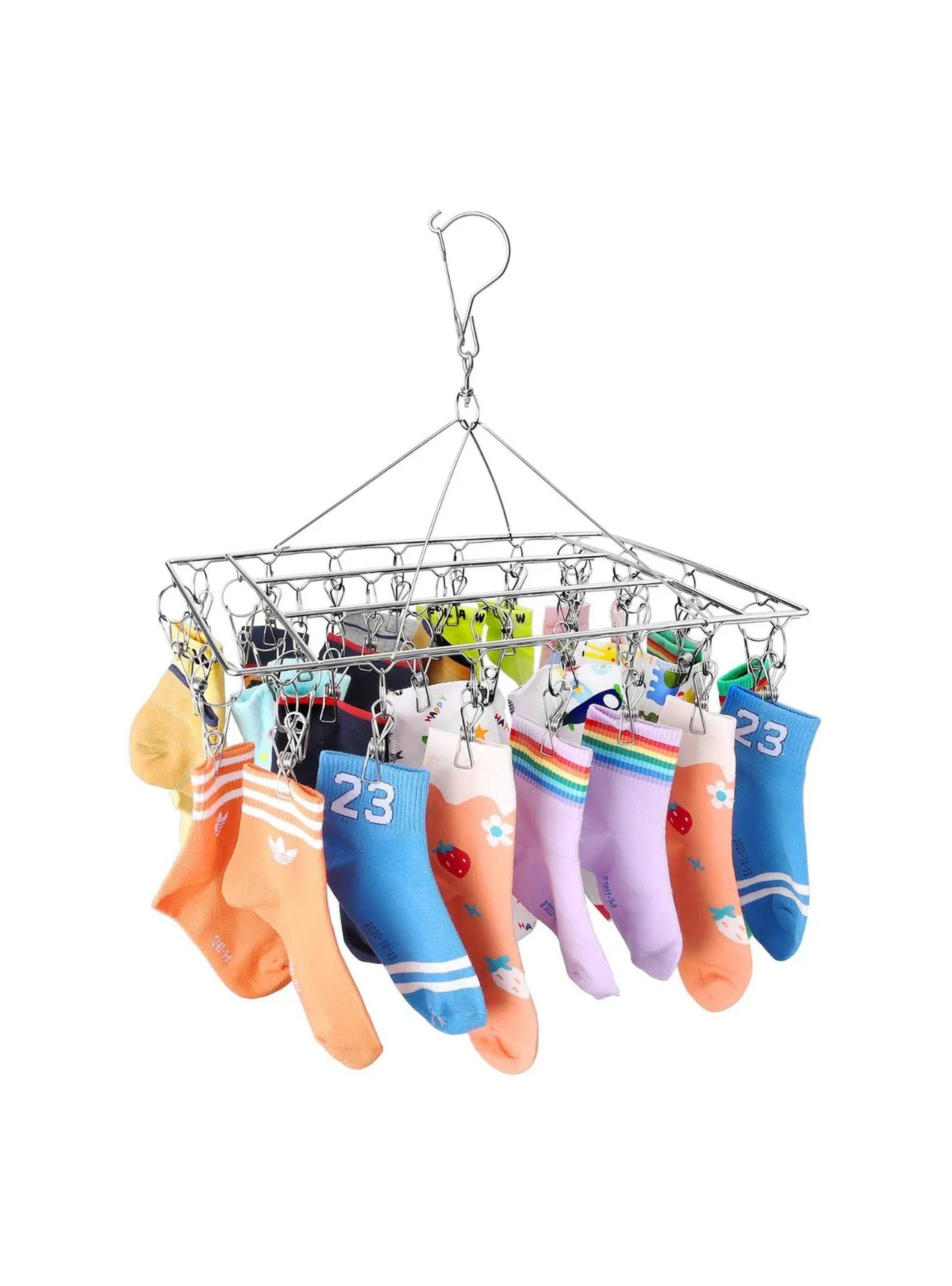 Tendedero De Ropa Plegable Acero Inoxidable 40 Pinzas Rotación 360°-8