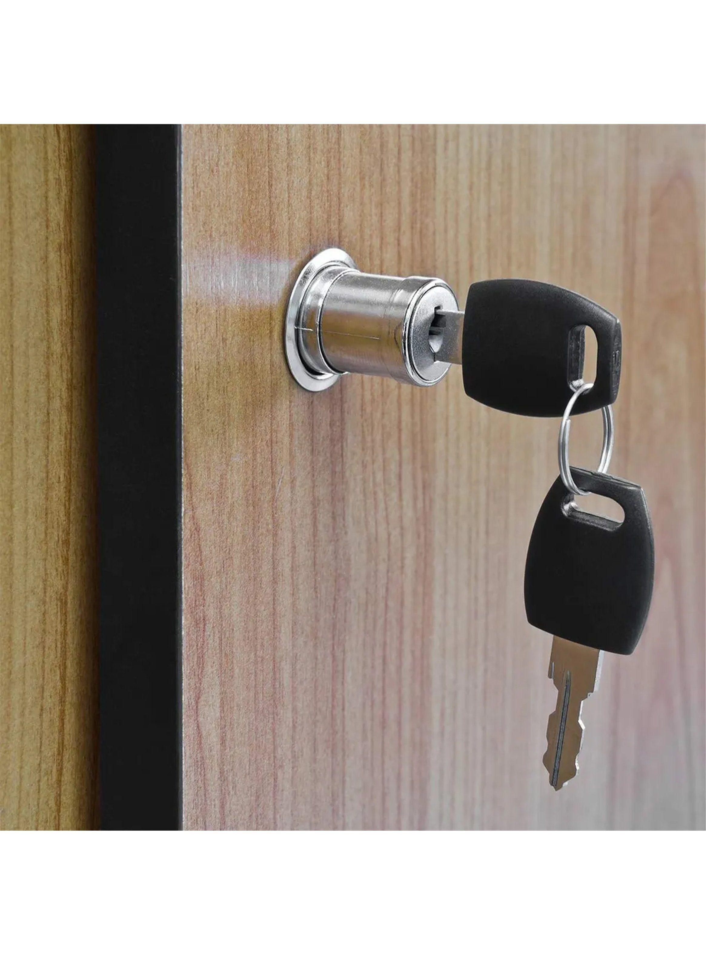 Cerraduras de Seguridad Para Gabinete Cilíndricas Cromadas x12 Con Llaves-4