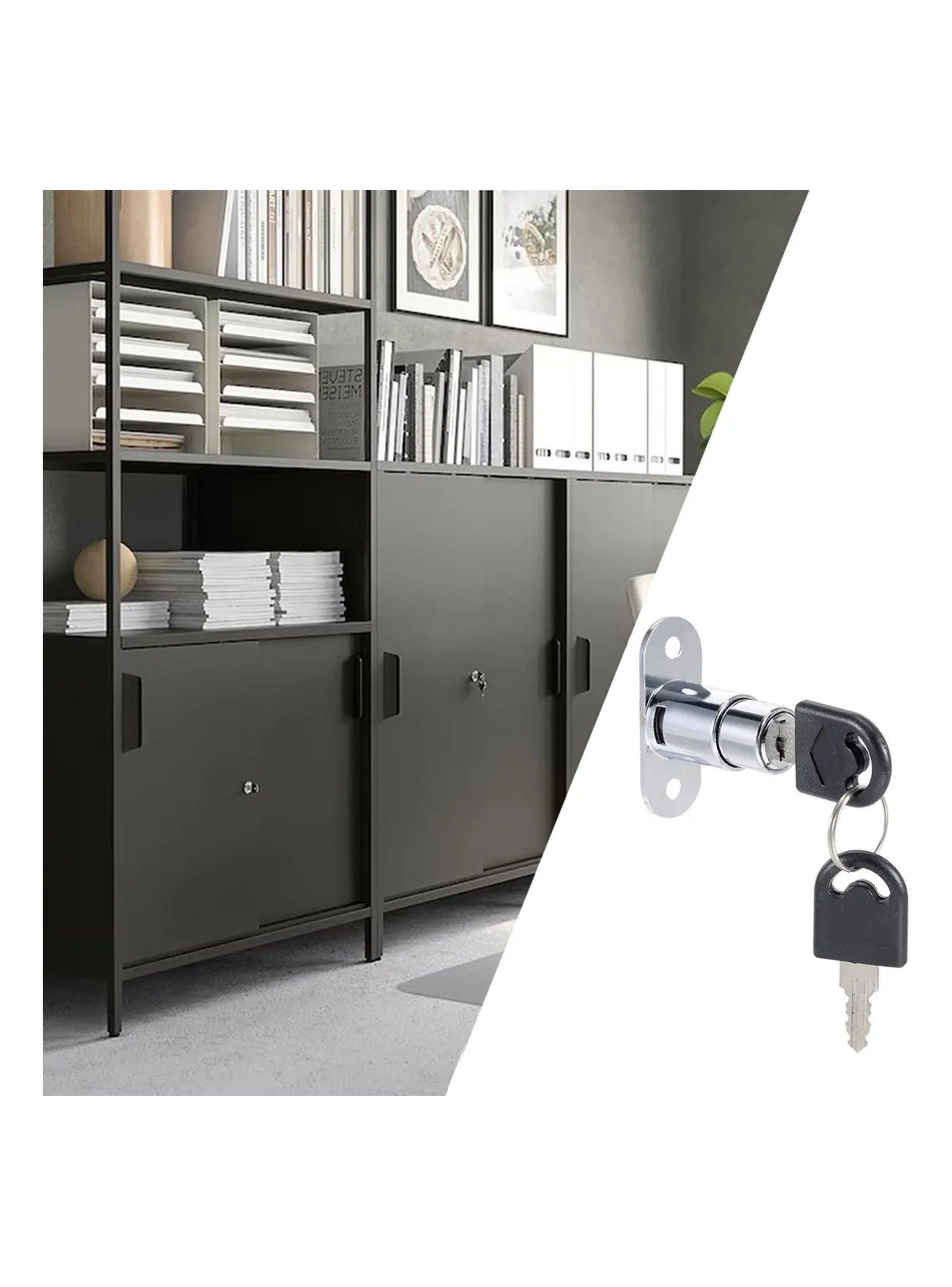 Cerraduras de Seguridad Para Gabinete Cilíndricas Cromadas x12 Con Llaves-6