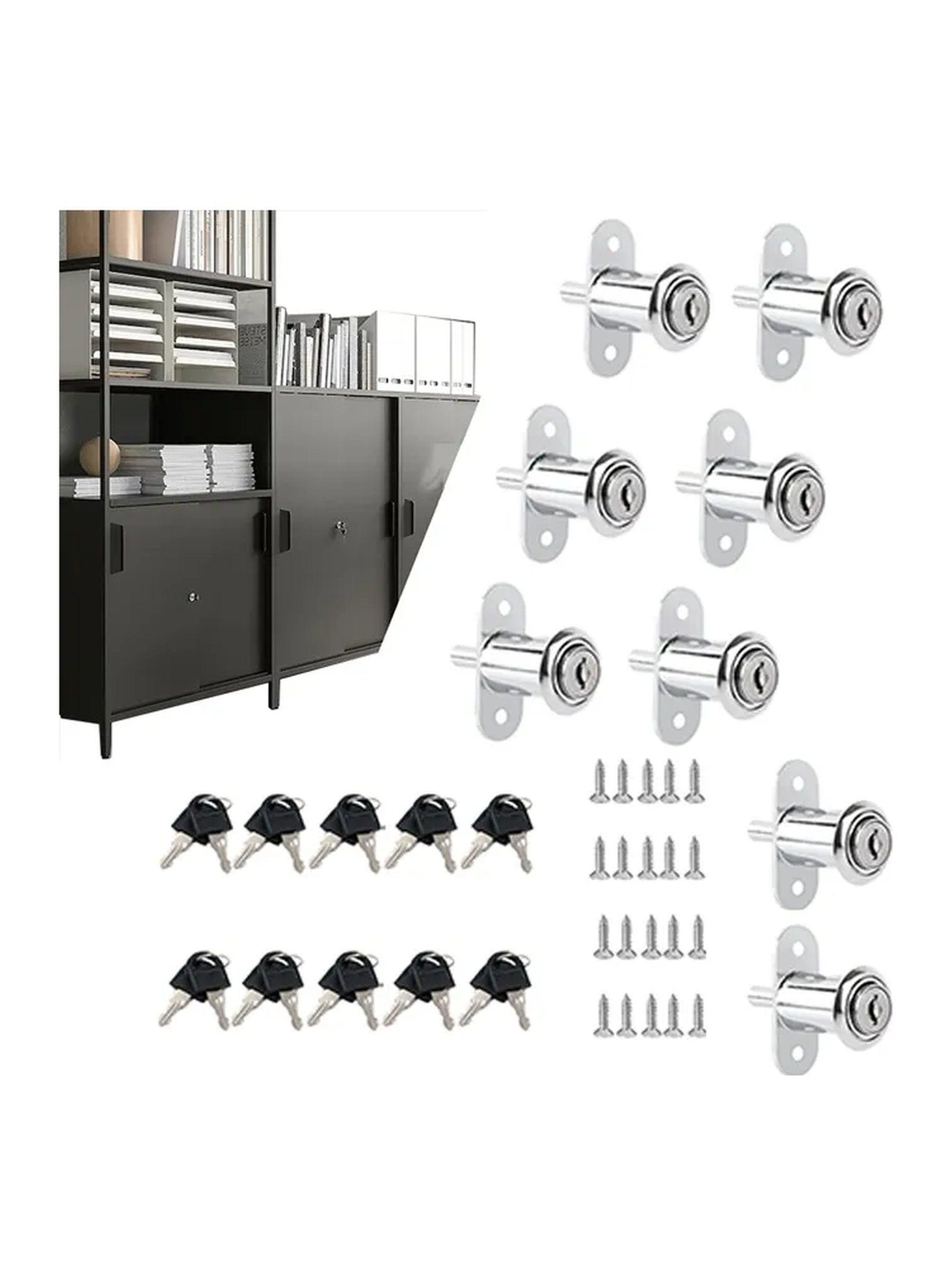 Cerraduras de Seguridad Para Gabinete Cilíndricas Cromadas x12 Con Llaves-7