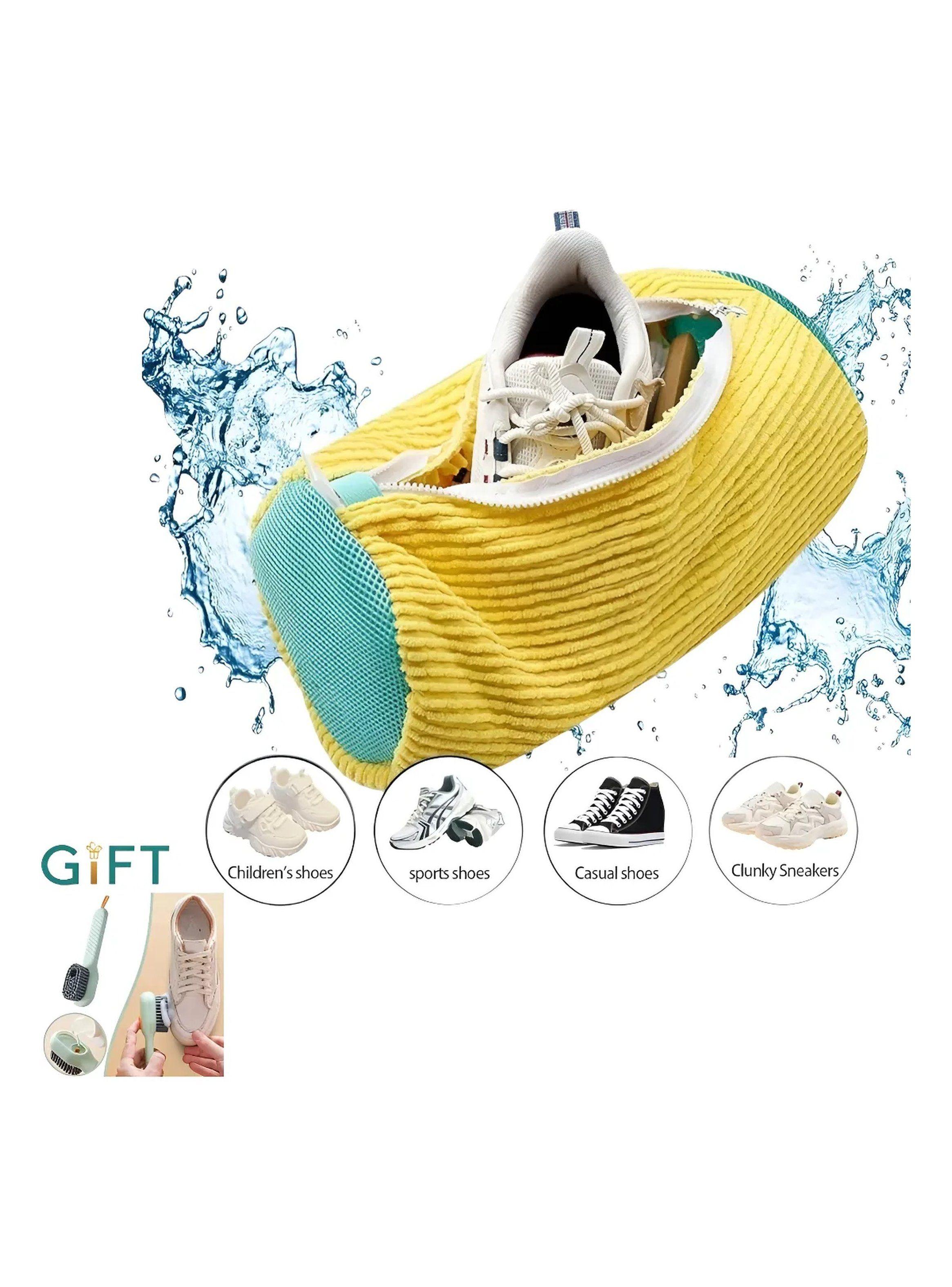 Bolsa Limpiadora para Zapatos con Cepillo Lavable Amarilla ajustable 39 cm x 19 cm-0