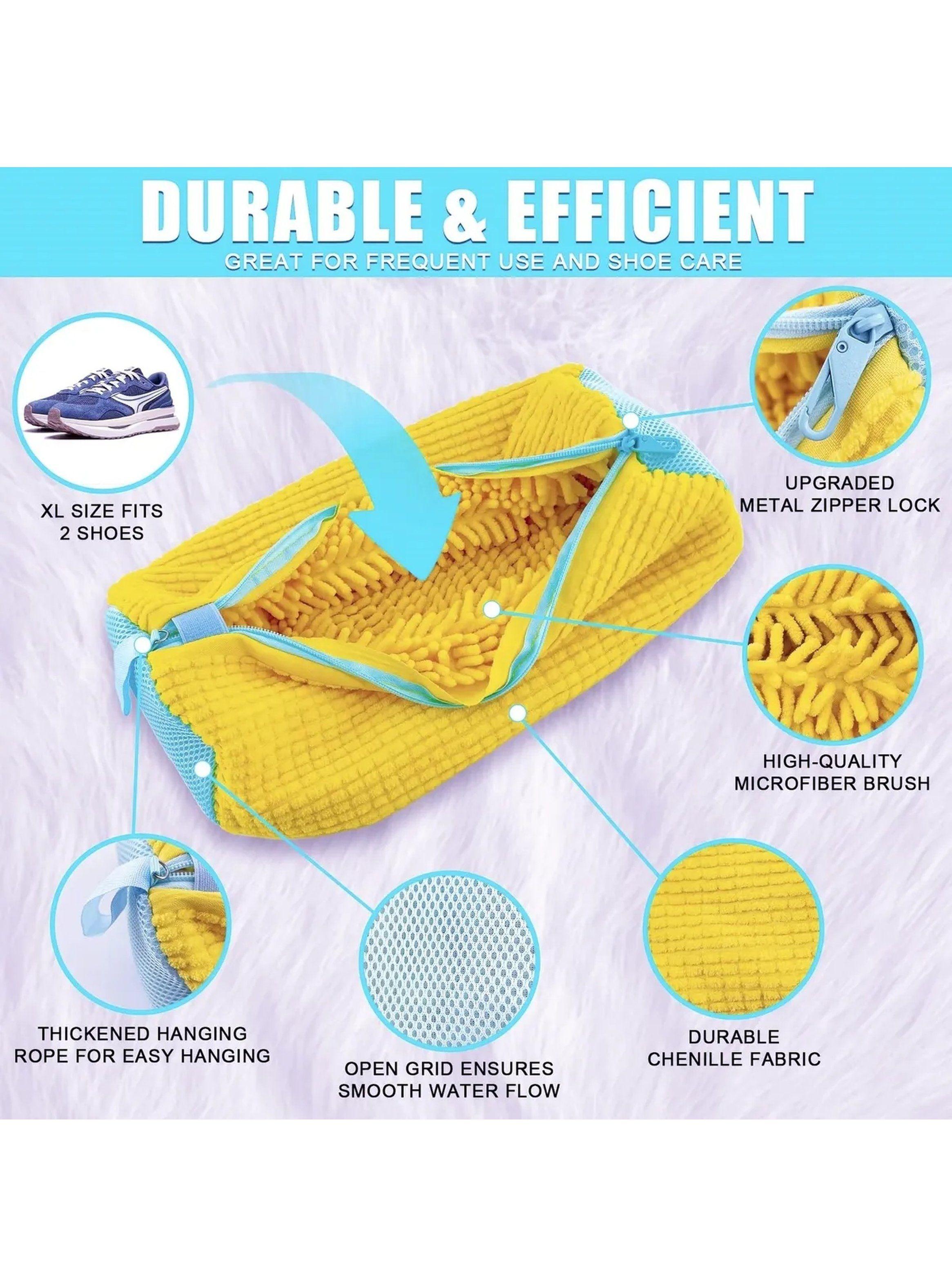 Bolsa Limpiadora para Zapatos con Cepillo Lavable Amarilla ajustable 39 cm x 19 cm-4