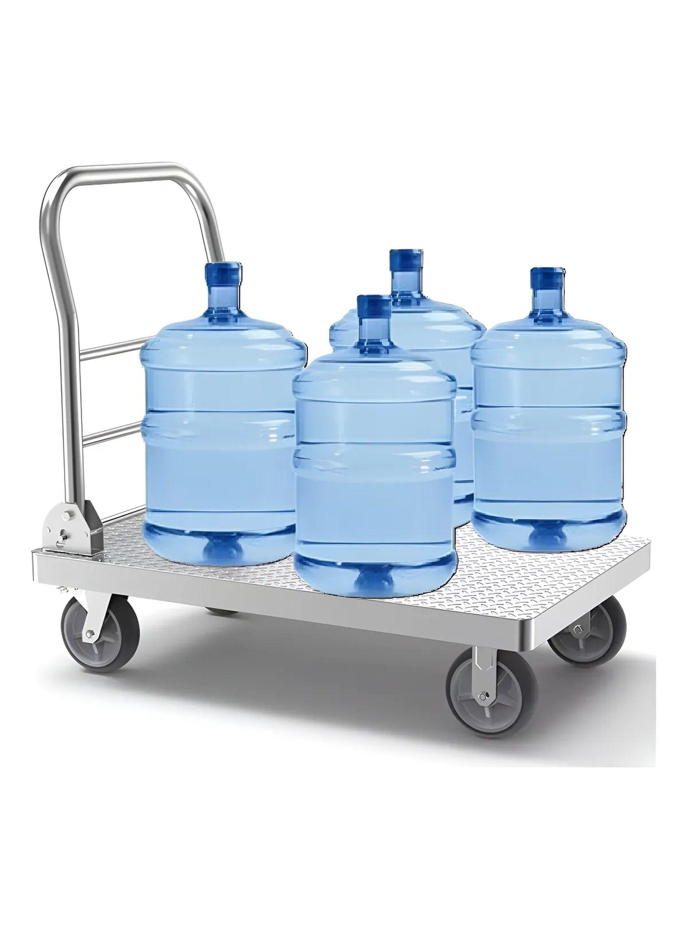 Carro de Carga de Acero Inoxidable Ruedas Giratorias Plataforma Durable-2