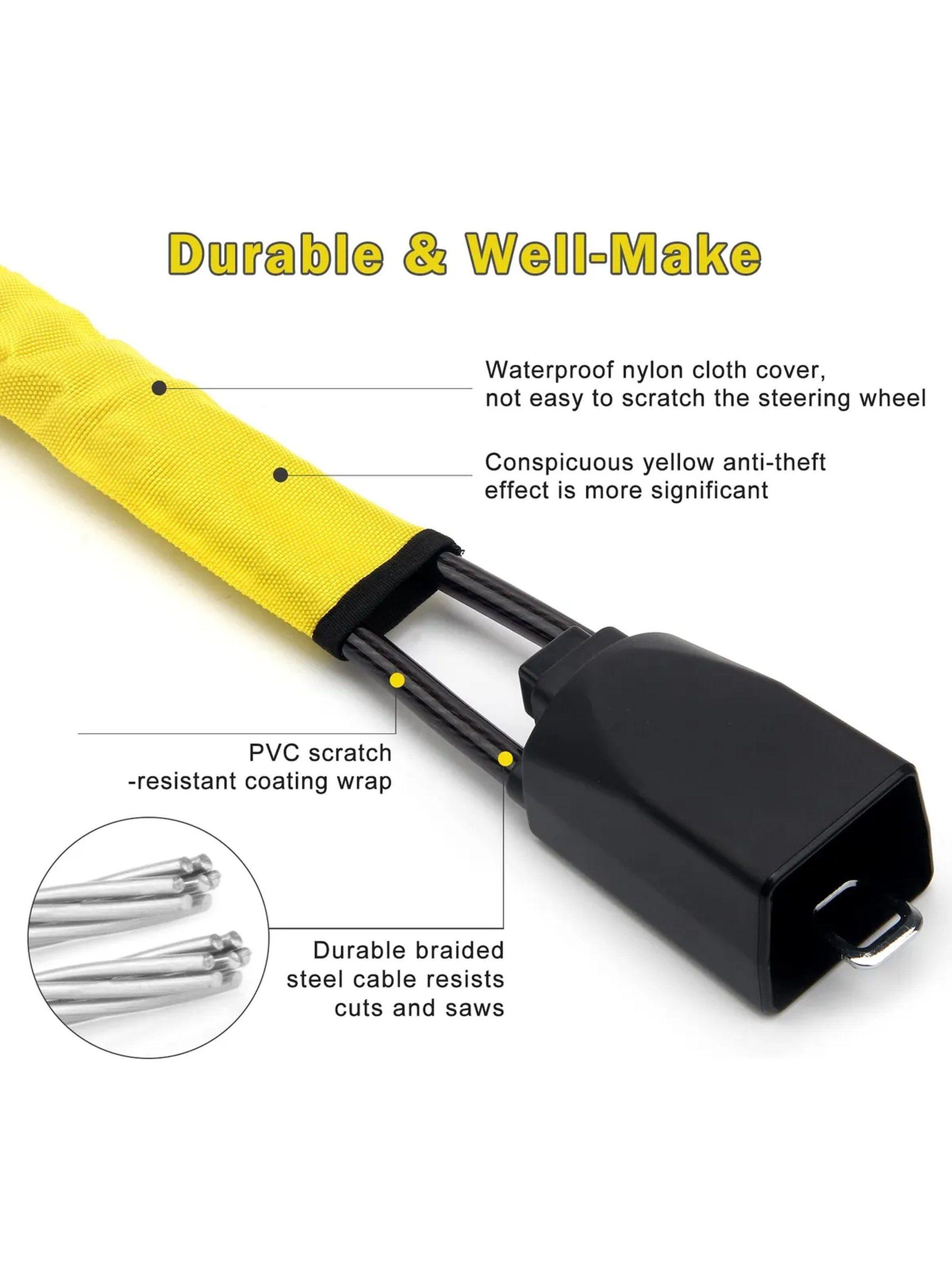 Candado Antirrobo para Volante Universal con Llaves Diseño Amarillo-3