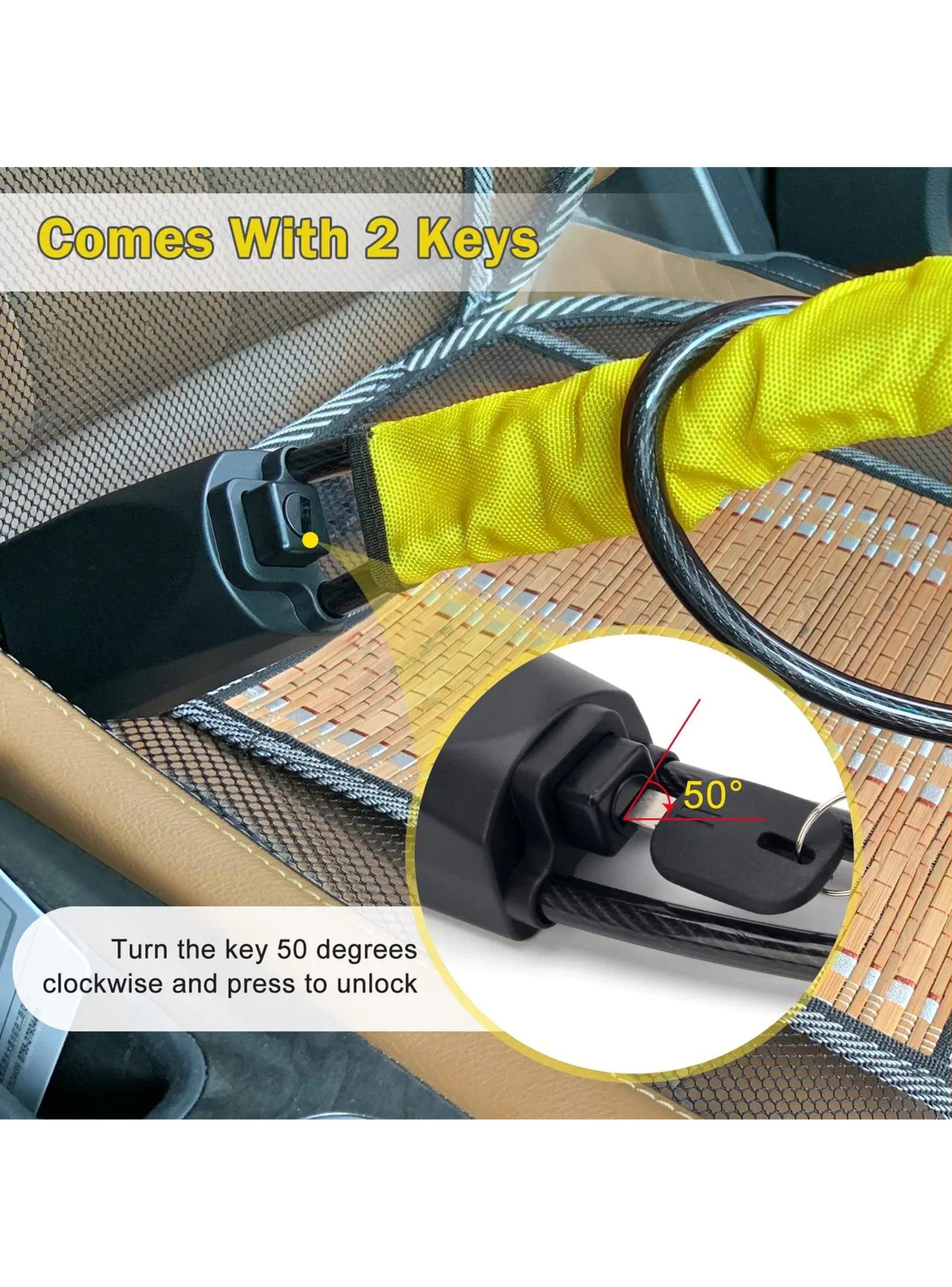 Candado Antirrobo para Volante Universal con Llaves Diseño Amarillo-6