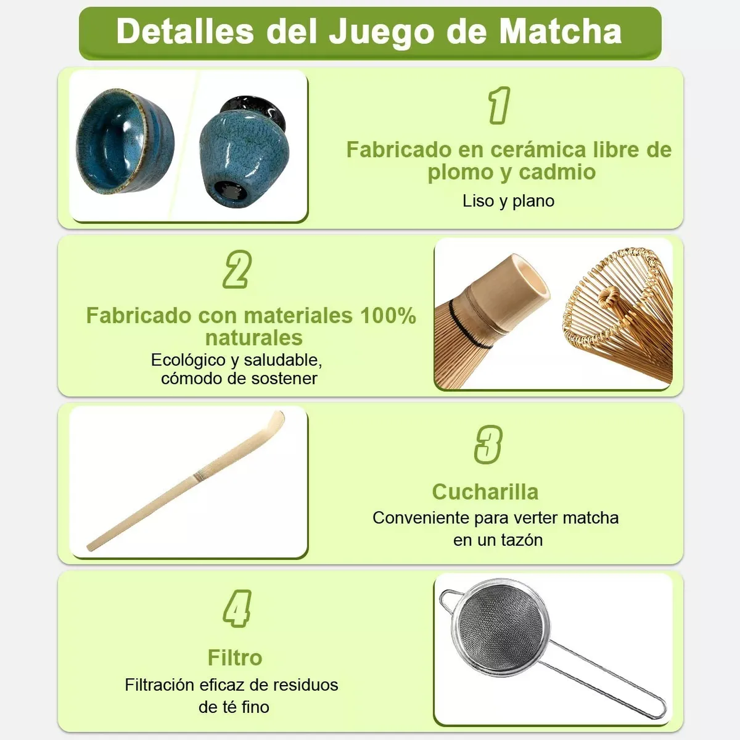 Kit de Ceremonia de Té Matcha Tradicional Cerámica Natural y Bambú-2