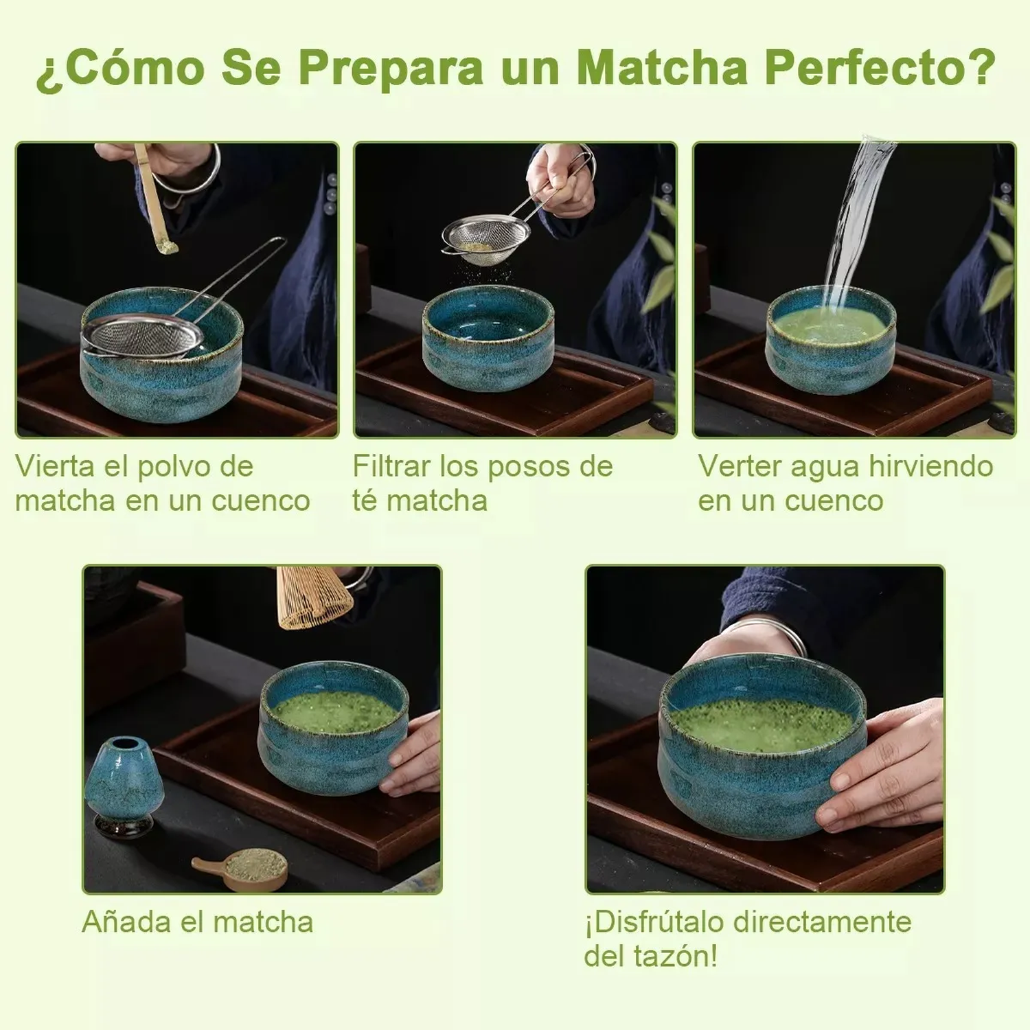 Kit de Ceremonia de Té Matcha Tradicional Cerámica Natural y Bambú-5