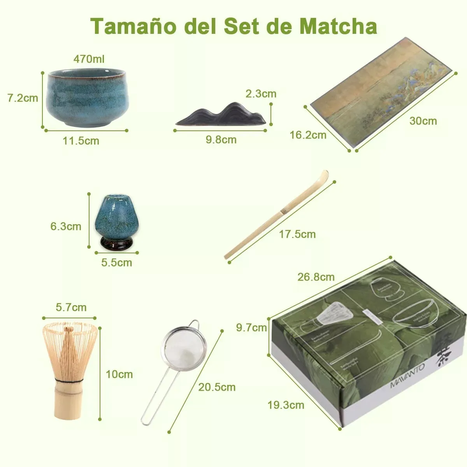 Kit de Ceremonia de Té Matcha Tradicional Cerámica Natural y Bambú-7