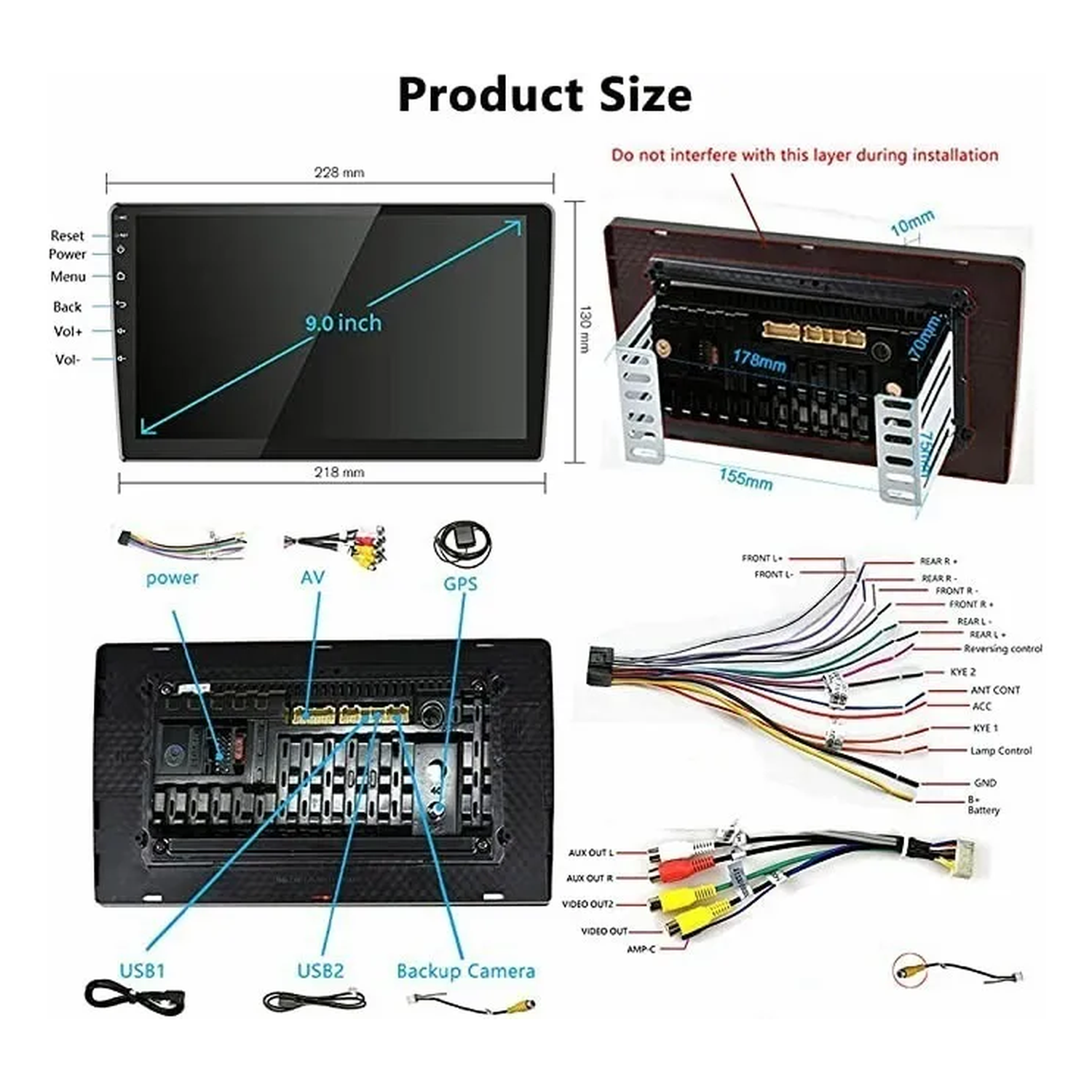 Radio Para Auto Android 9 Pulgadas Pantalla Táctil Bluetooth GPS WiFi-4