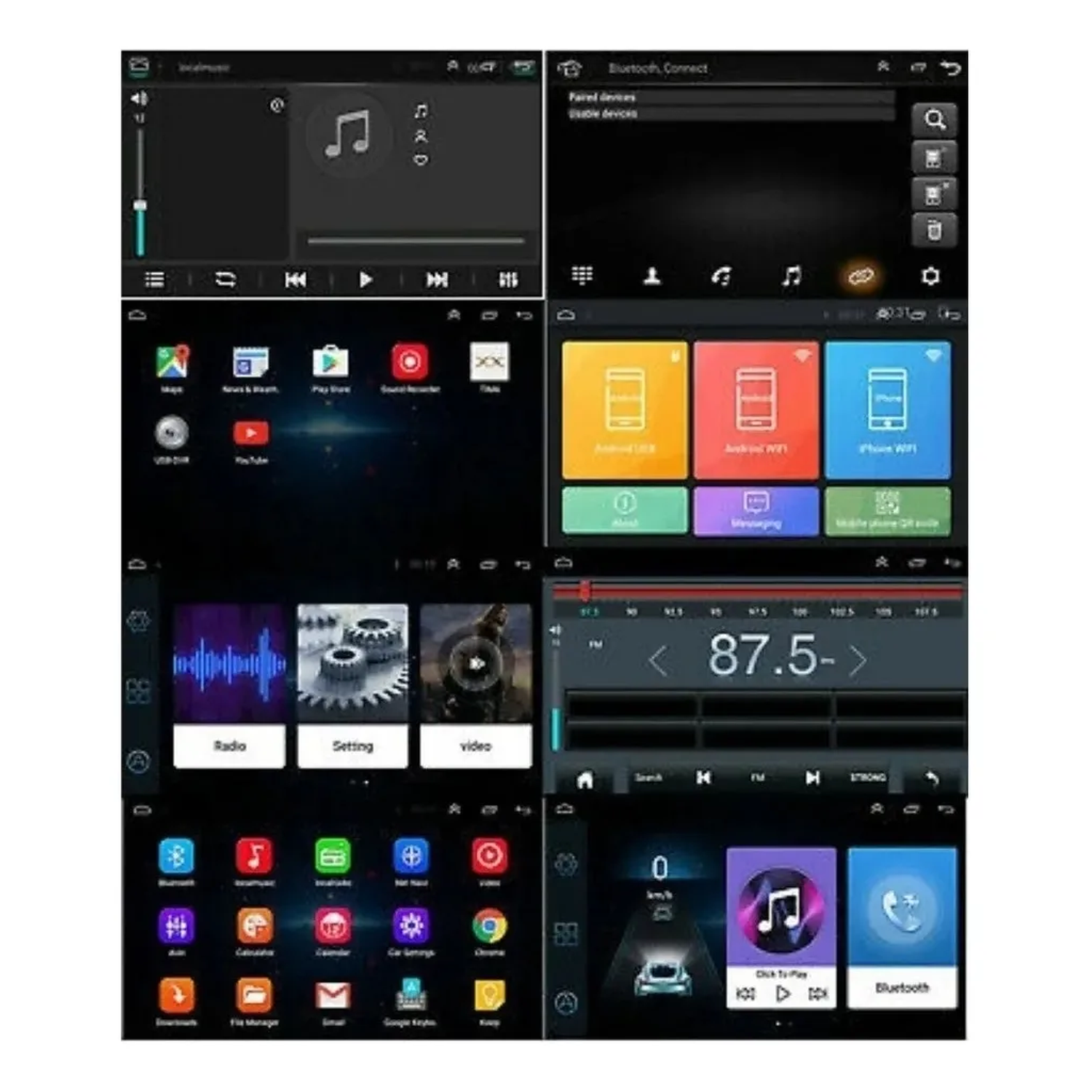 Radio Para Auto Android 9 Pulgadas Pantalla Táctil Bluetooth GPS WiFi-6