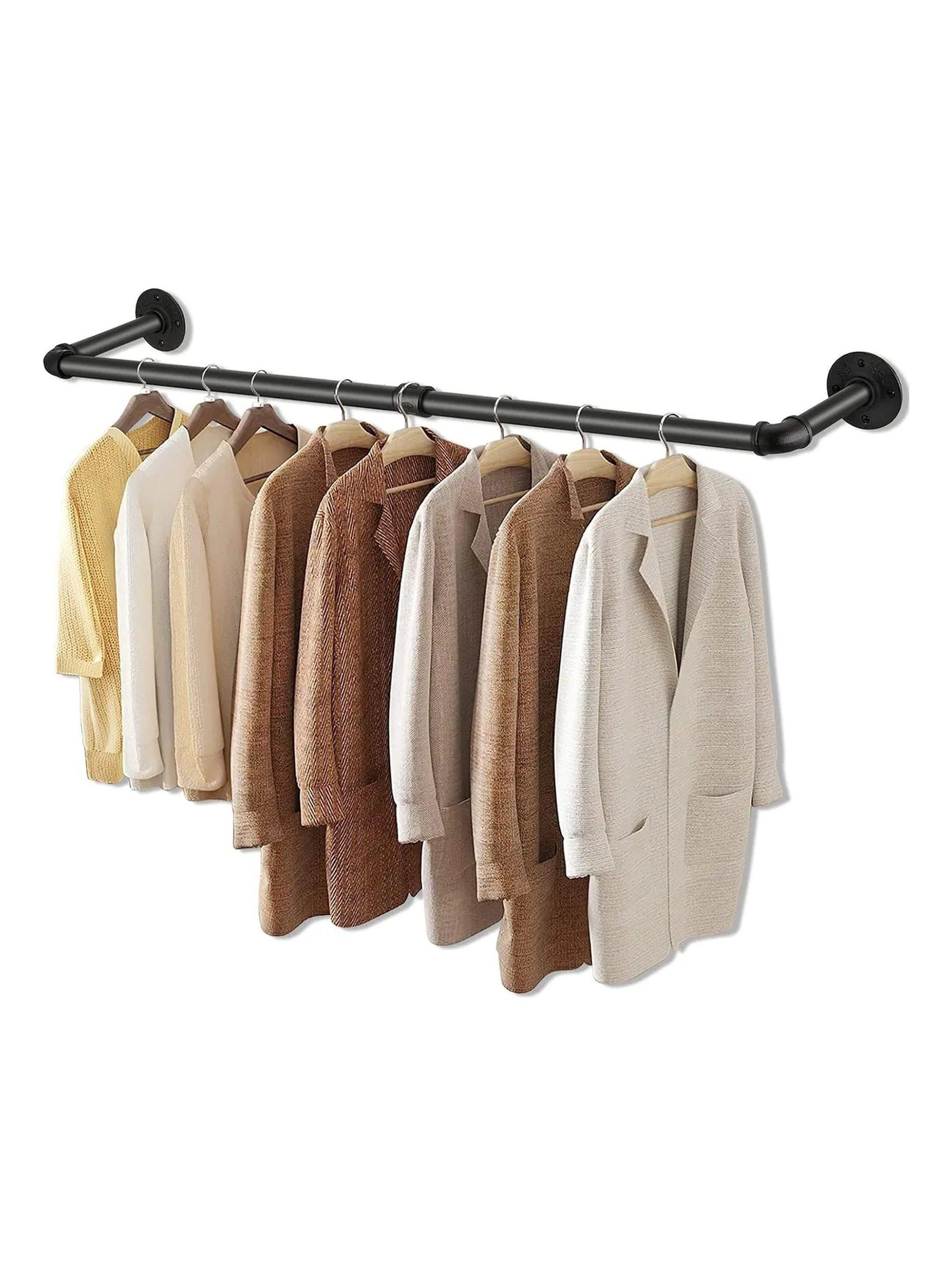 Barra de Ropa Industrial Resistente 60KG Tubo Metal Negro 91cm-0