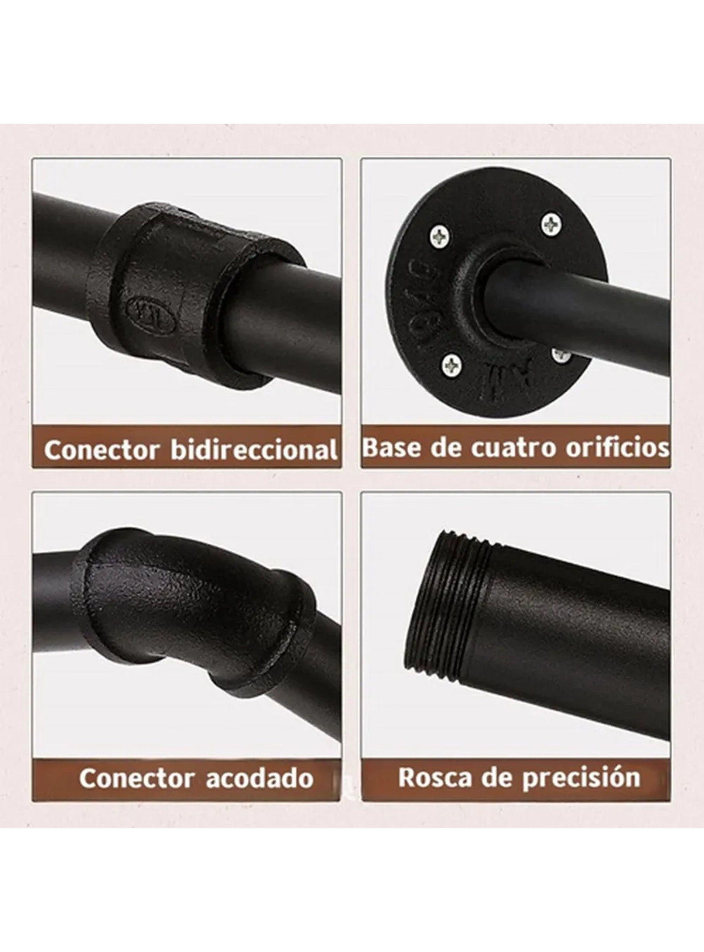 Barra de Ropa Industrial Resistente 60KG Tubo Metal Negro 91cm-7