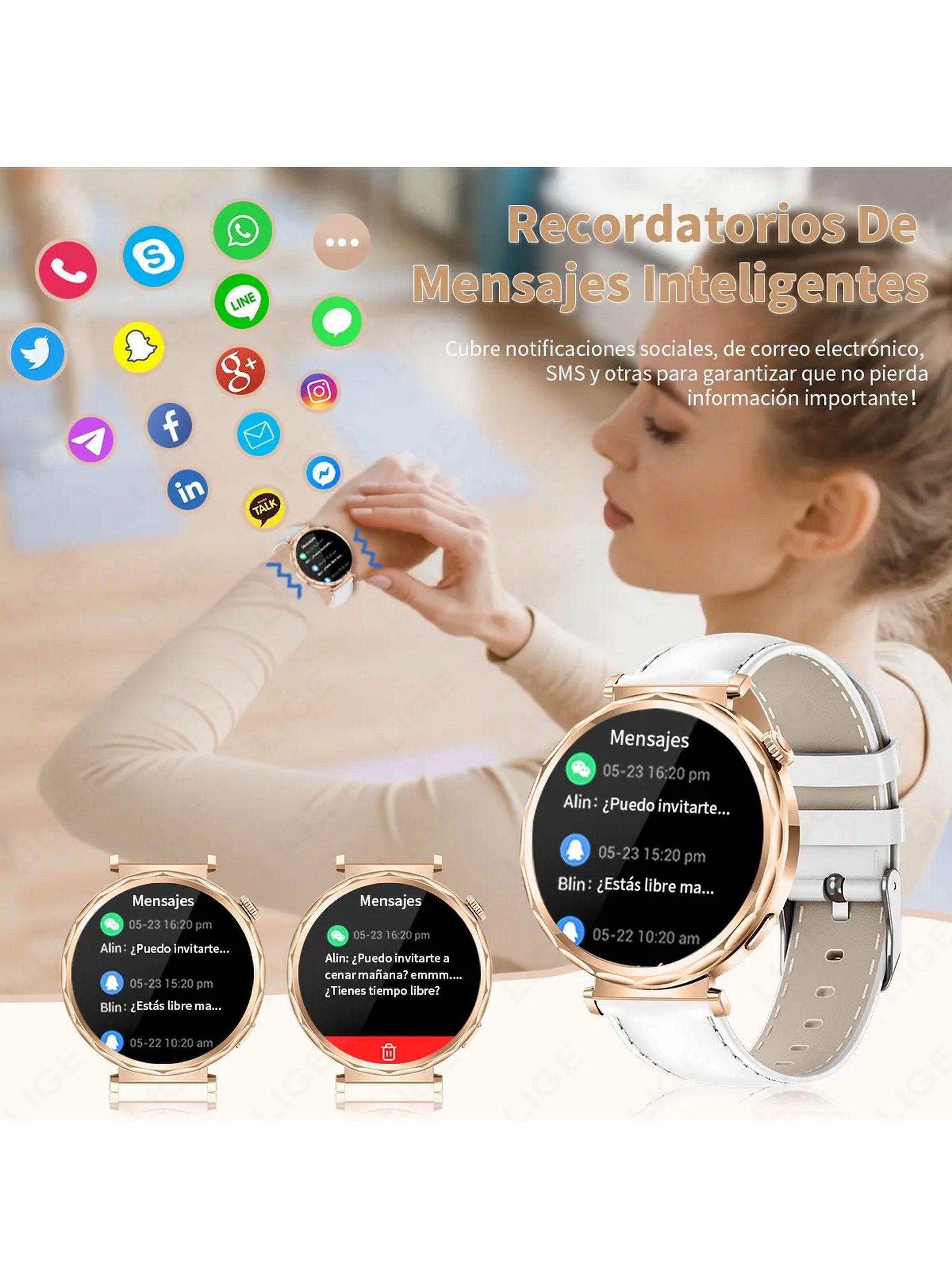 Smartwatch Pantalla Táctil Multifuncional Bluetooth Oro Rosa-2