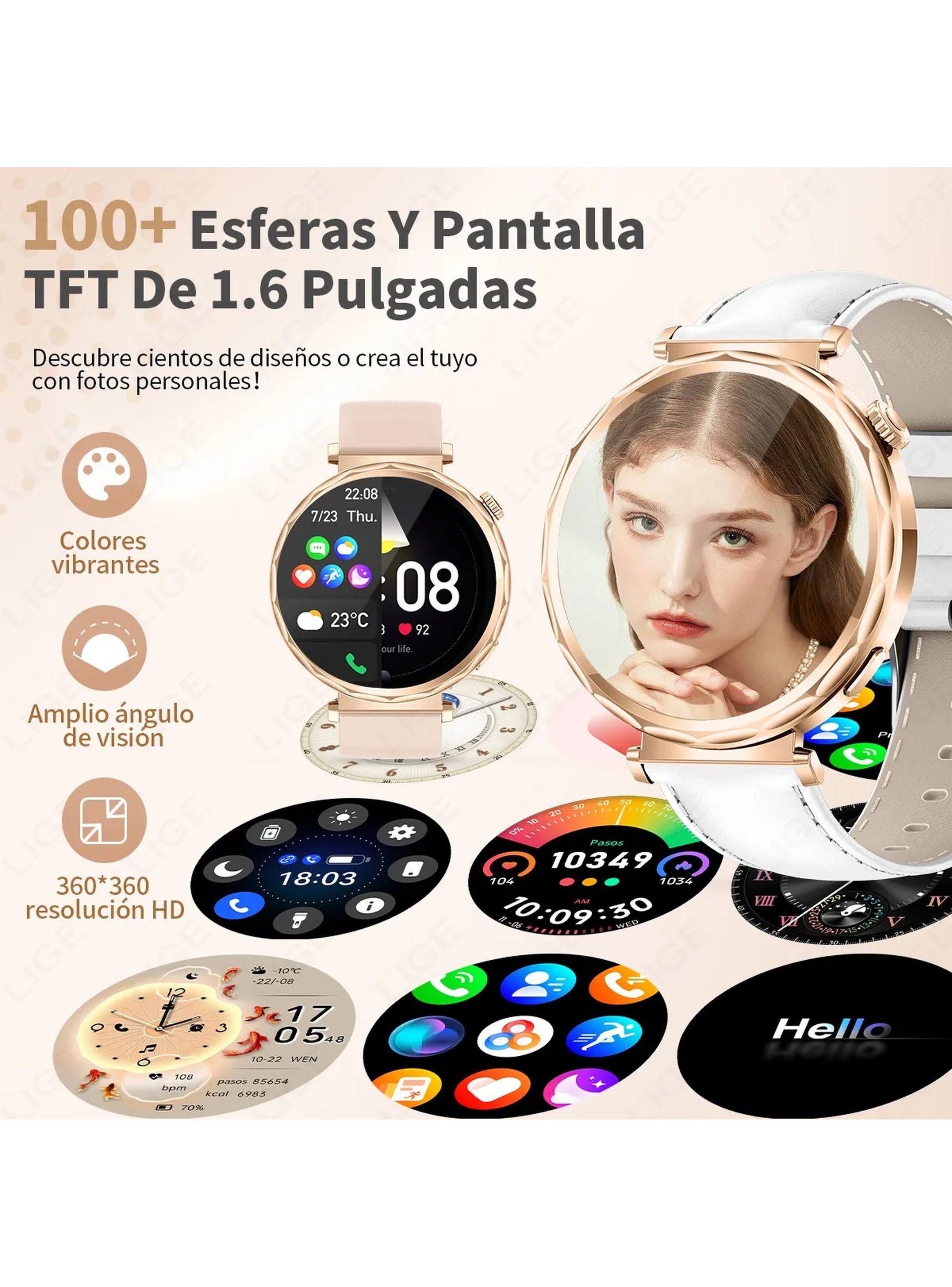Smartwatch Pantalla Táctil Multifuncional Bluetooth Oro Rosa-5