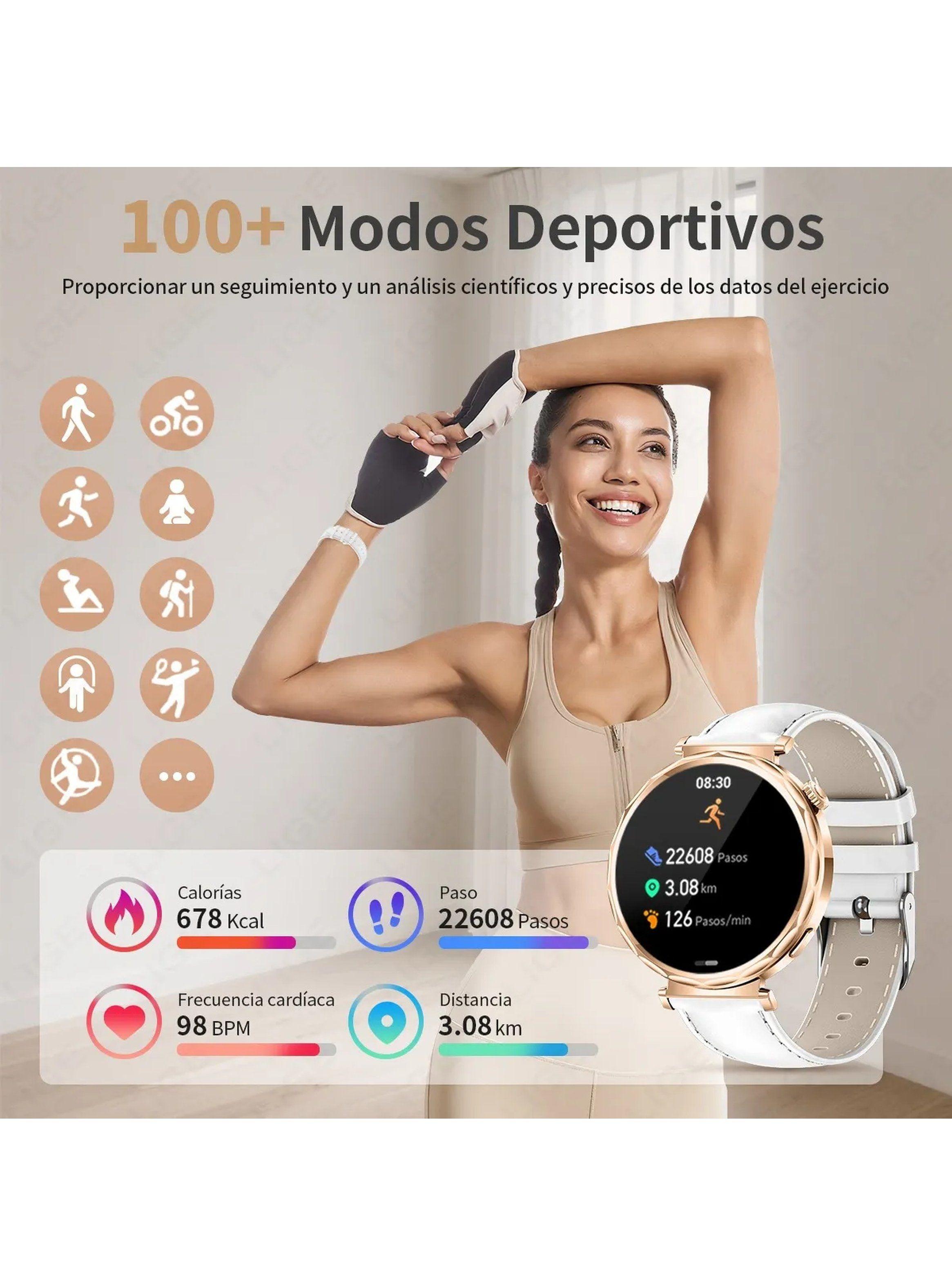 Smartwatch Pantalla Táctil Multifuncional Bluetooth Oro Rosa-6