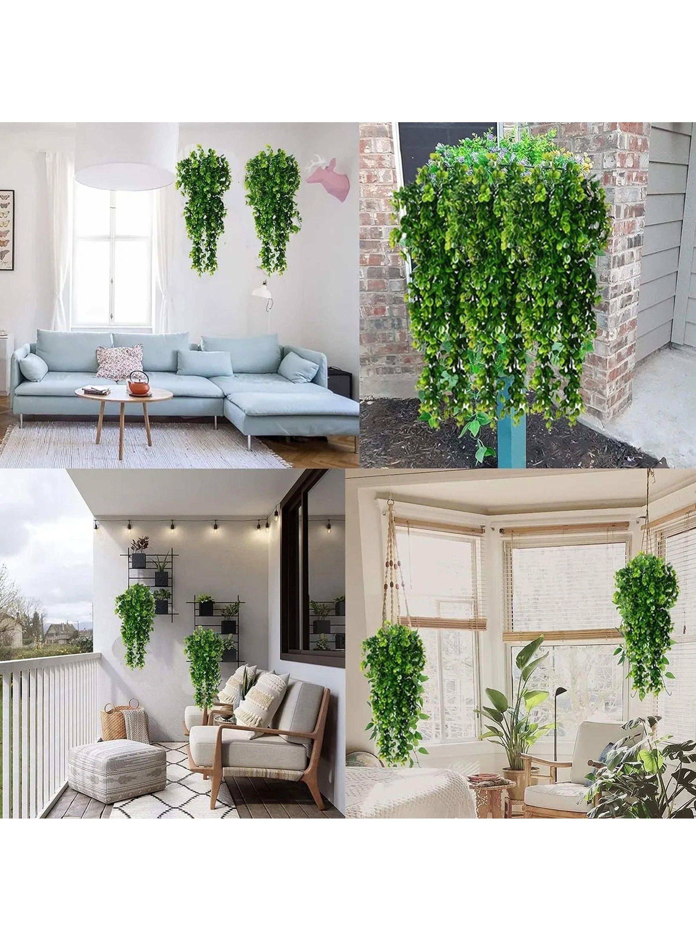 Plantas Colgantes Artificiales Decorativas 75cm X4 Interior y Exterior-5