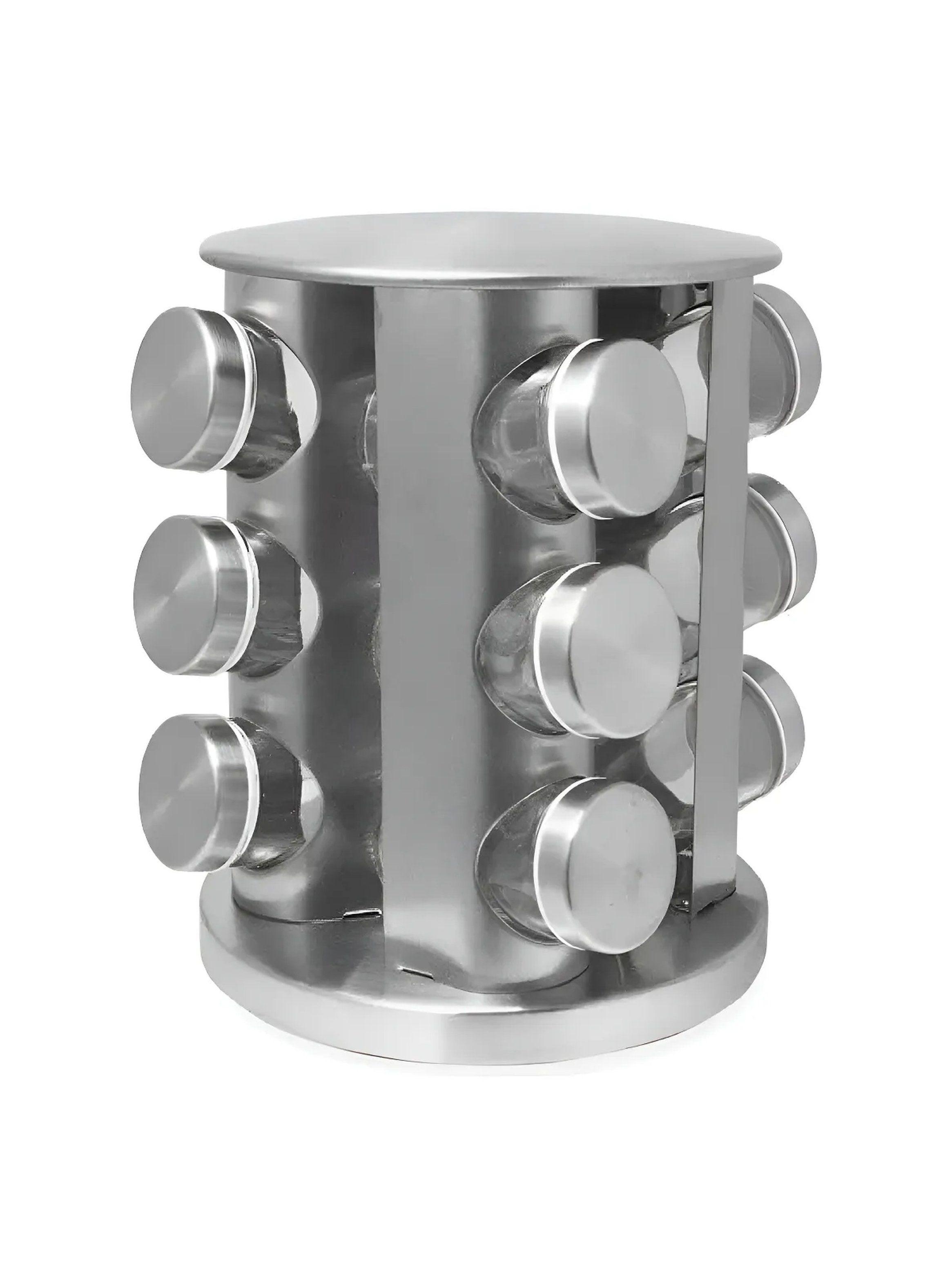 Organizador de Especias Giratorio Acero Inoxidable 12 Frascos 21cm-7