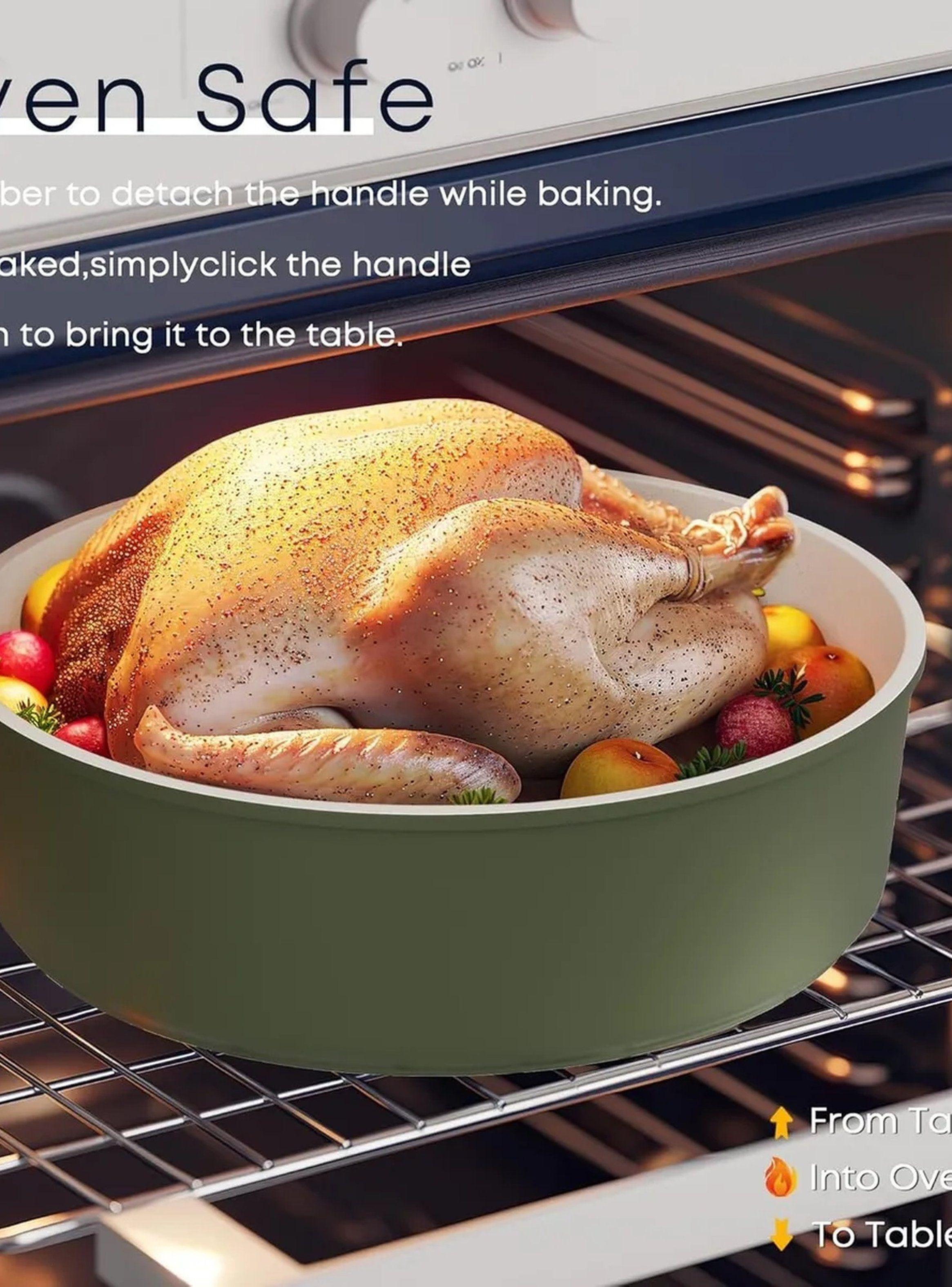 Juego de Ollas Apilables Mango Desmontable Antiadherentes Verde-4