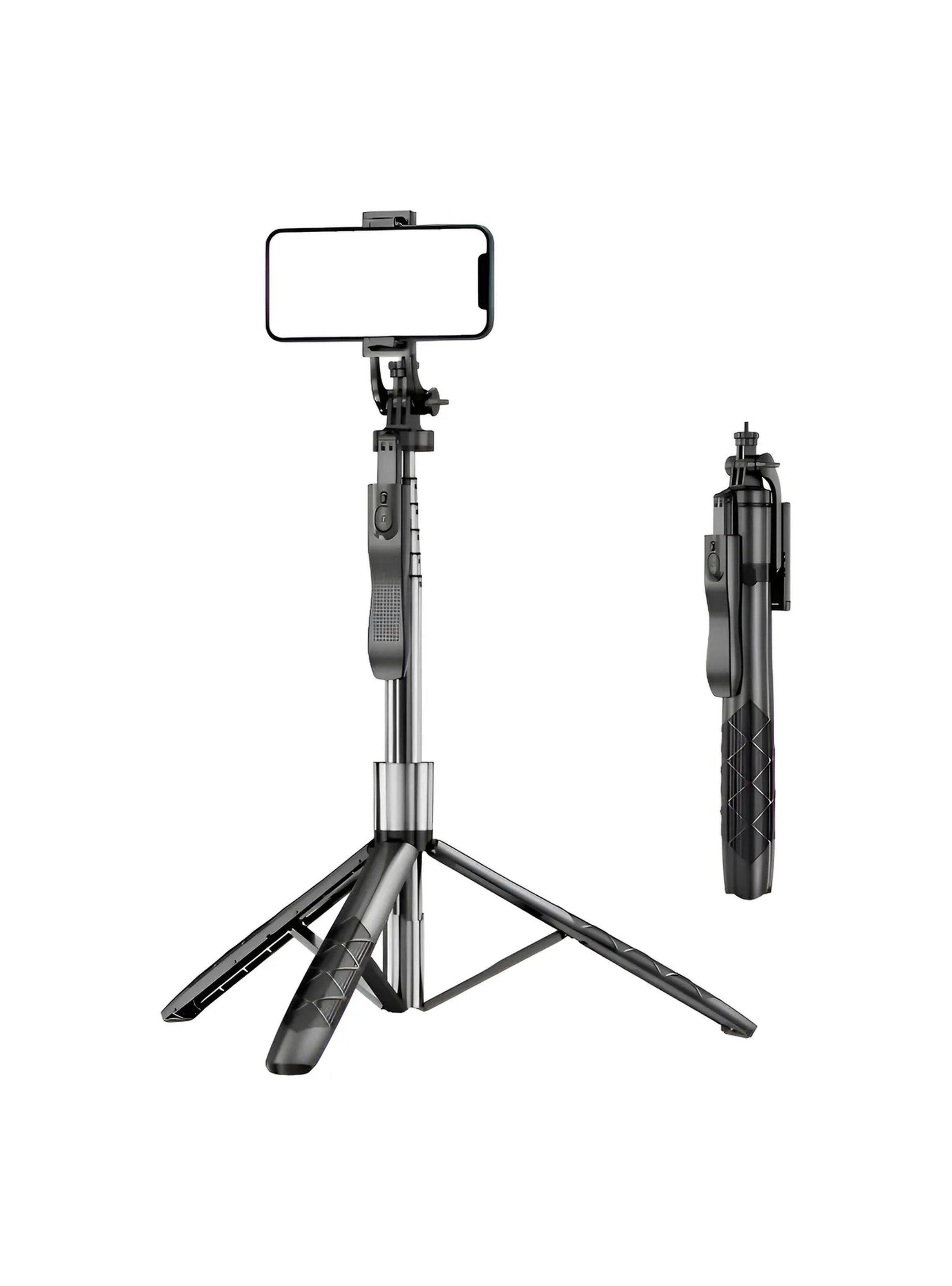 Trípode Selfie Stick Ajustable con Bluetooth y Soporte para Teléfono-0