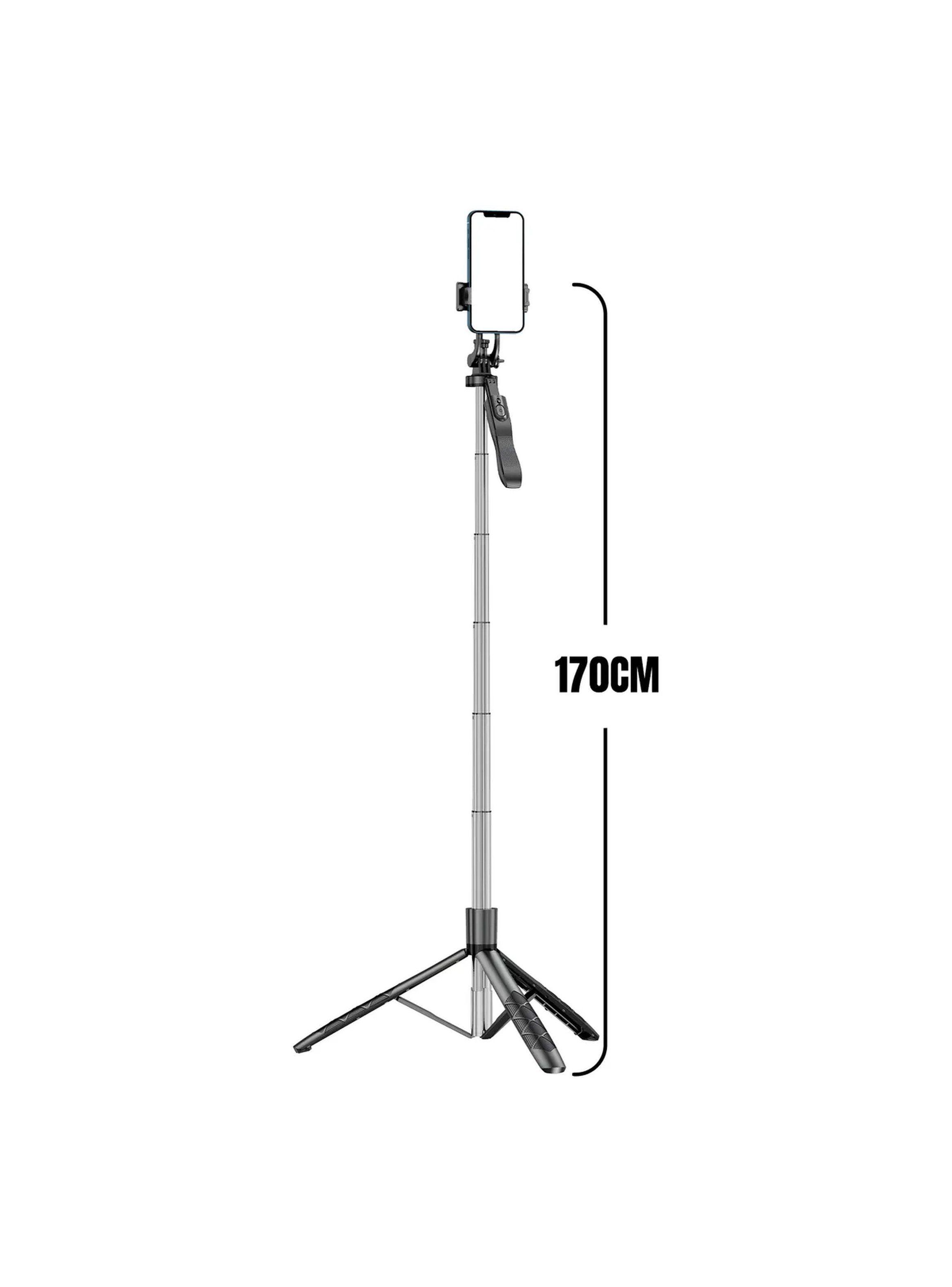 Trípode Selfie Stick Ajustable con Bluetooth y Soporte para Teléfono-3