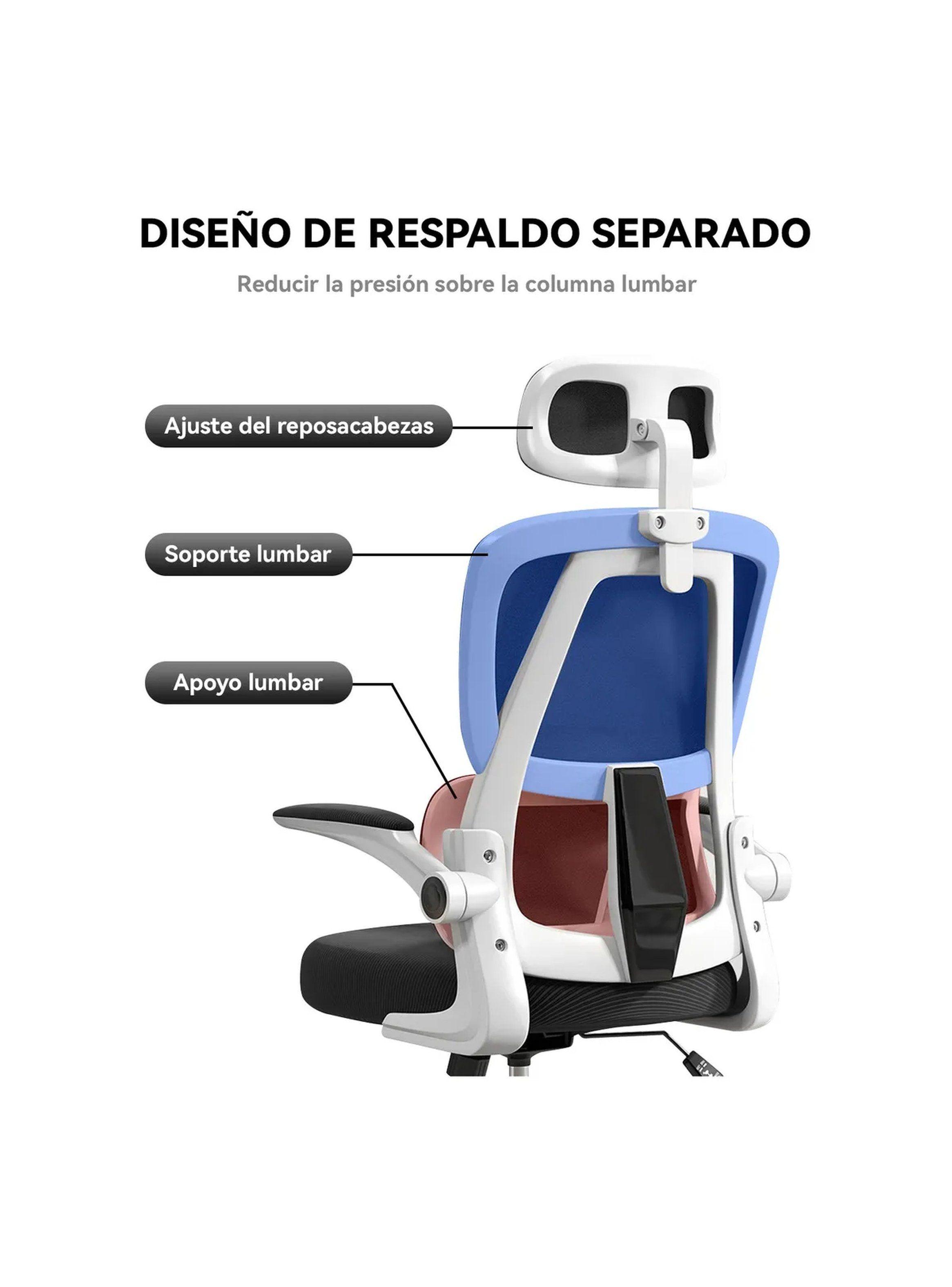 Silla de Oficina Ergonómica Ajustable Respaldo Lumbar y Reposacabezas-2