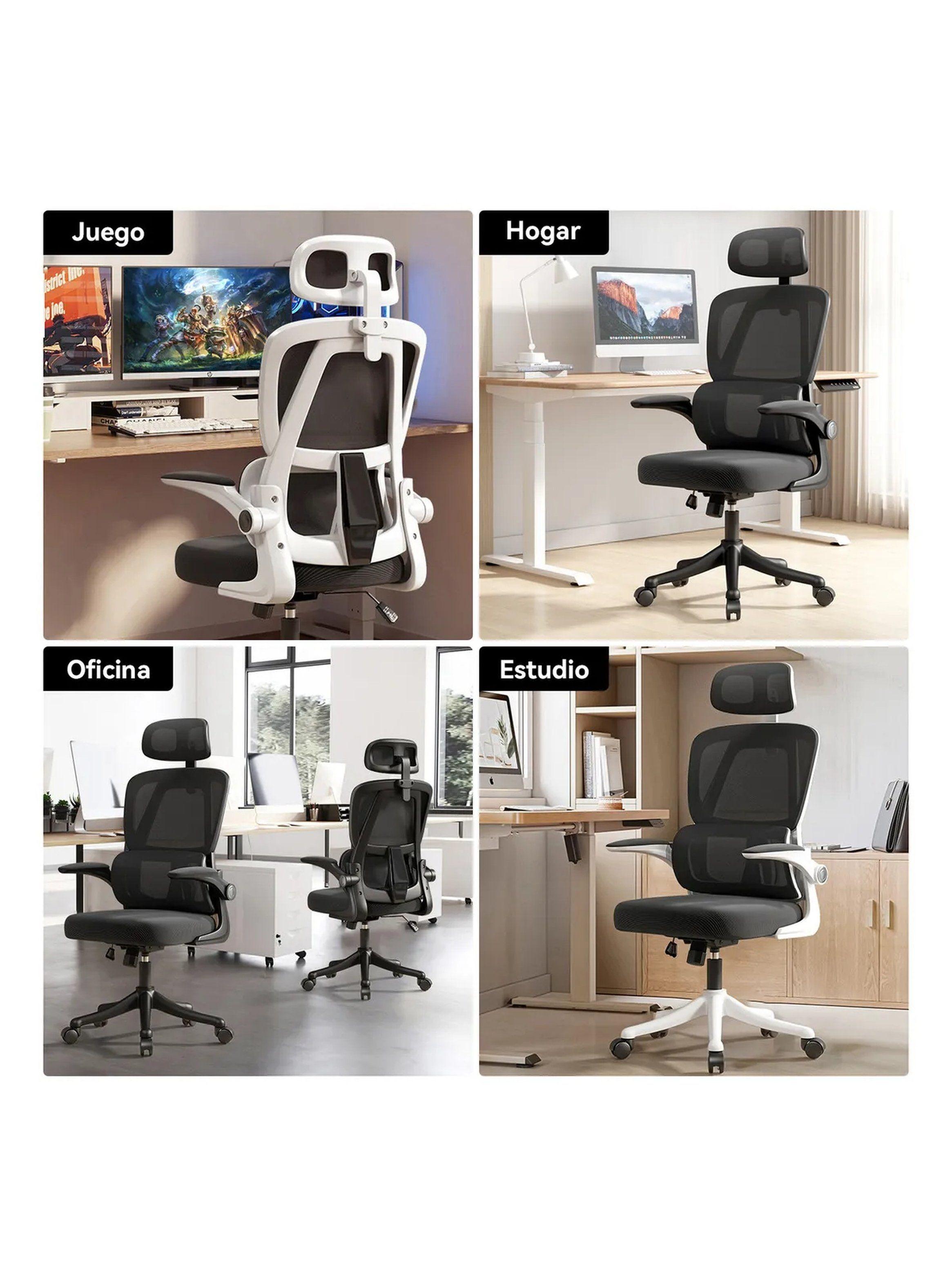 Silla de Oficina Ergonómica Ajustable Respaldo Lumbar y Reposacabezas-7