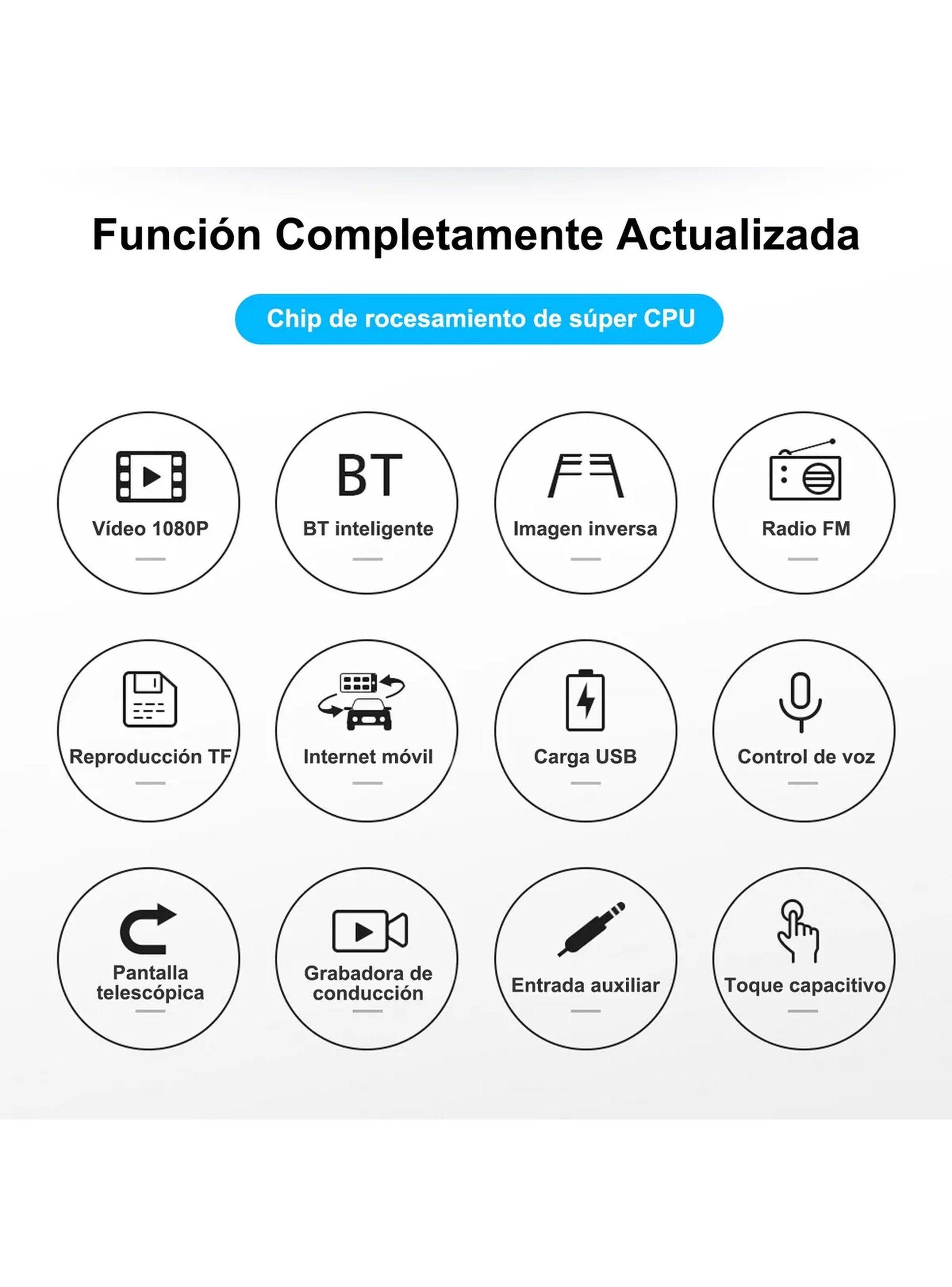 Estéreo para Auto Pantalla Táctil 7" Bluetooth y Cámara Trasera-7