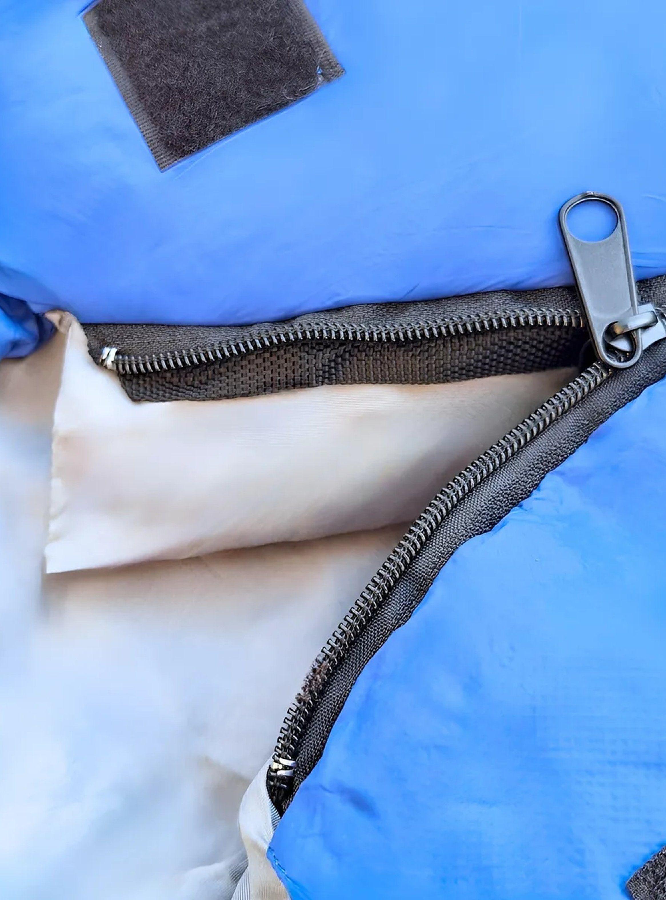 Saco de Dormir Térmico Portátil de Invierno Ligero Azul-3