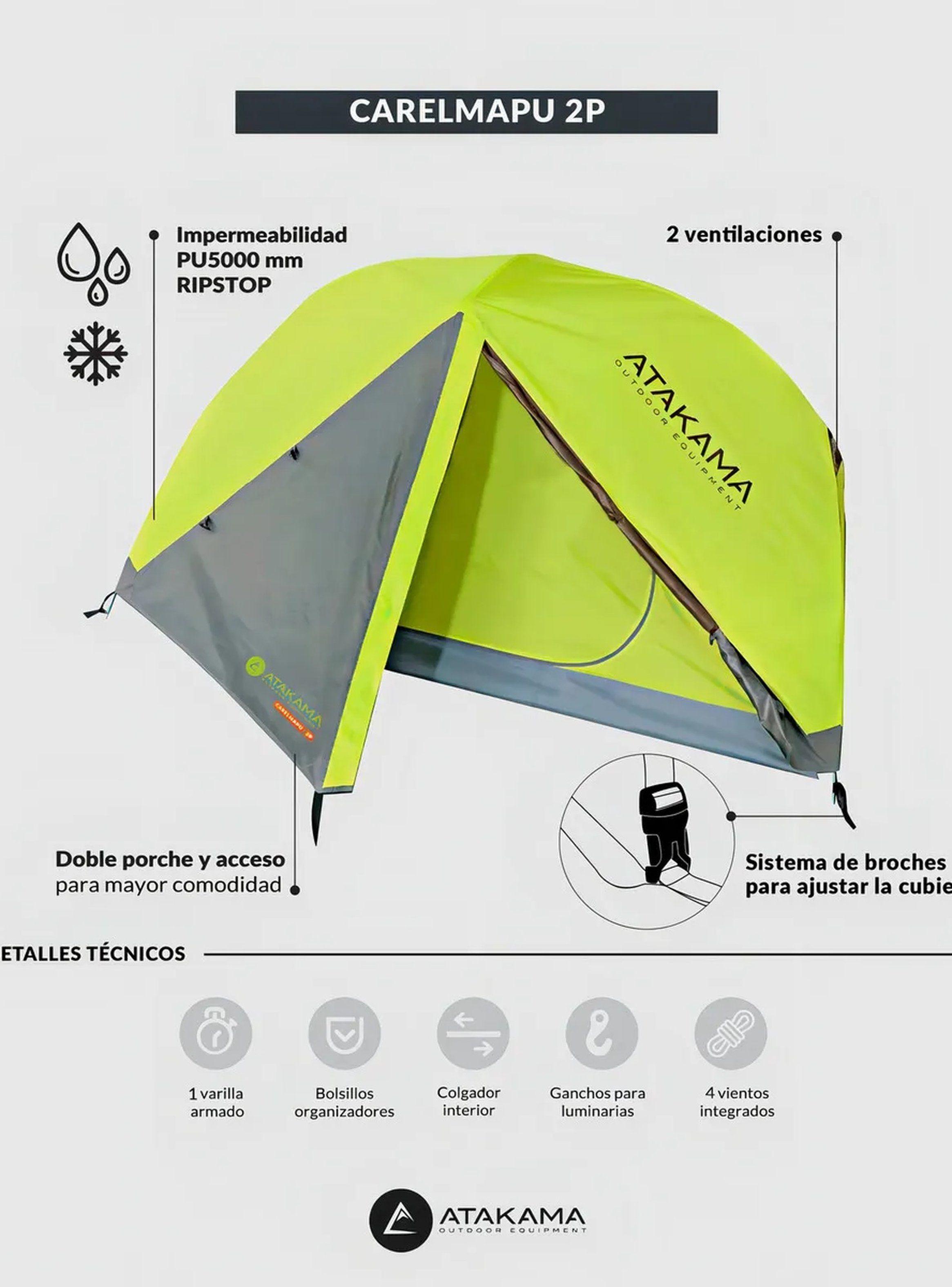 Carpa Outdoor Impermeable 3 Personas Amarillo-3