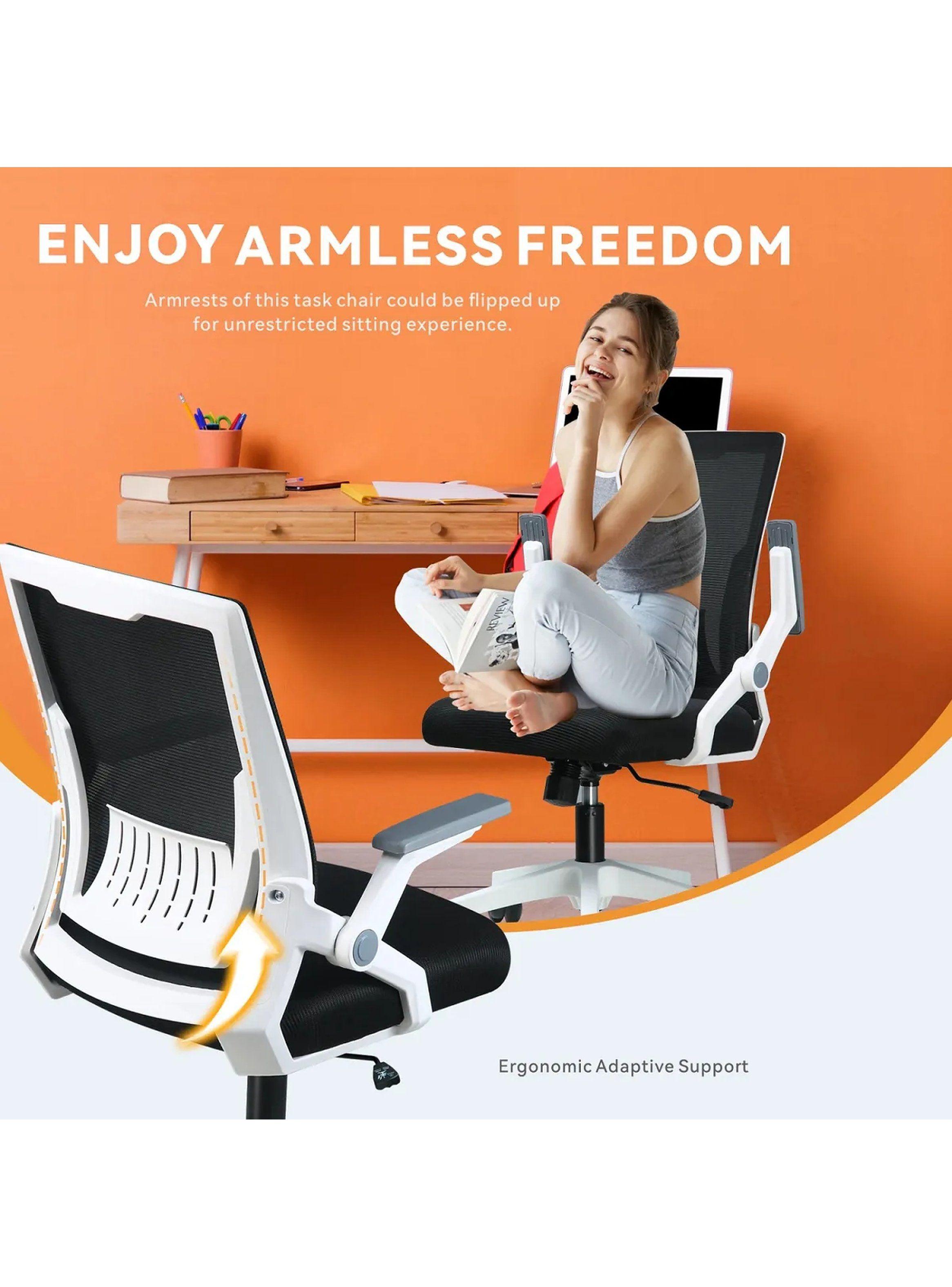 Silla de Oficina Ergonómica Respaldo de Malla Ajustable Blanco-5