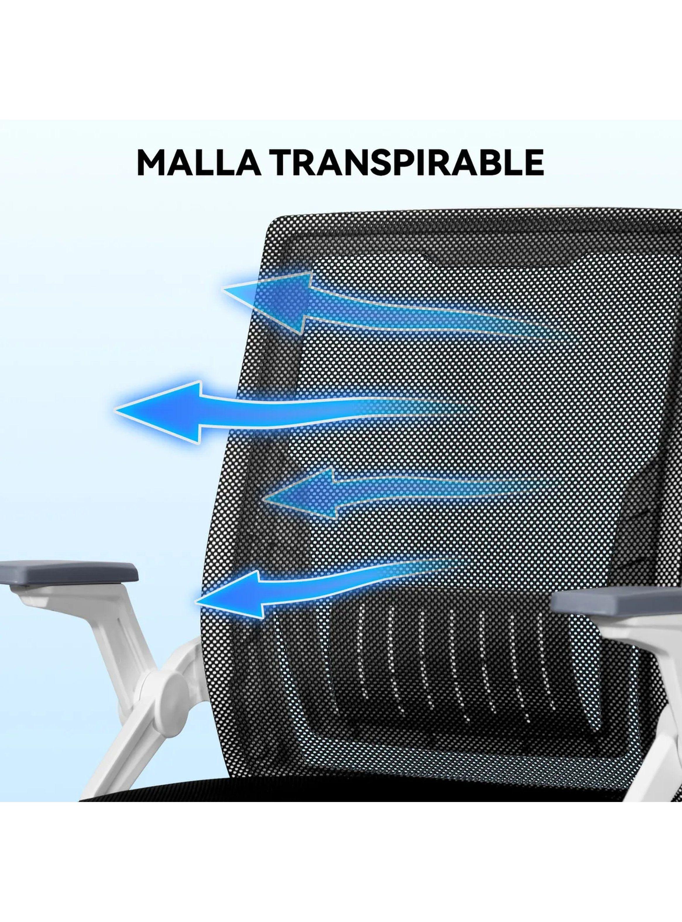 Silla de Oficina Ergonómica Respaldo de Malla Ajustable Blanco-7