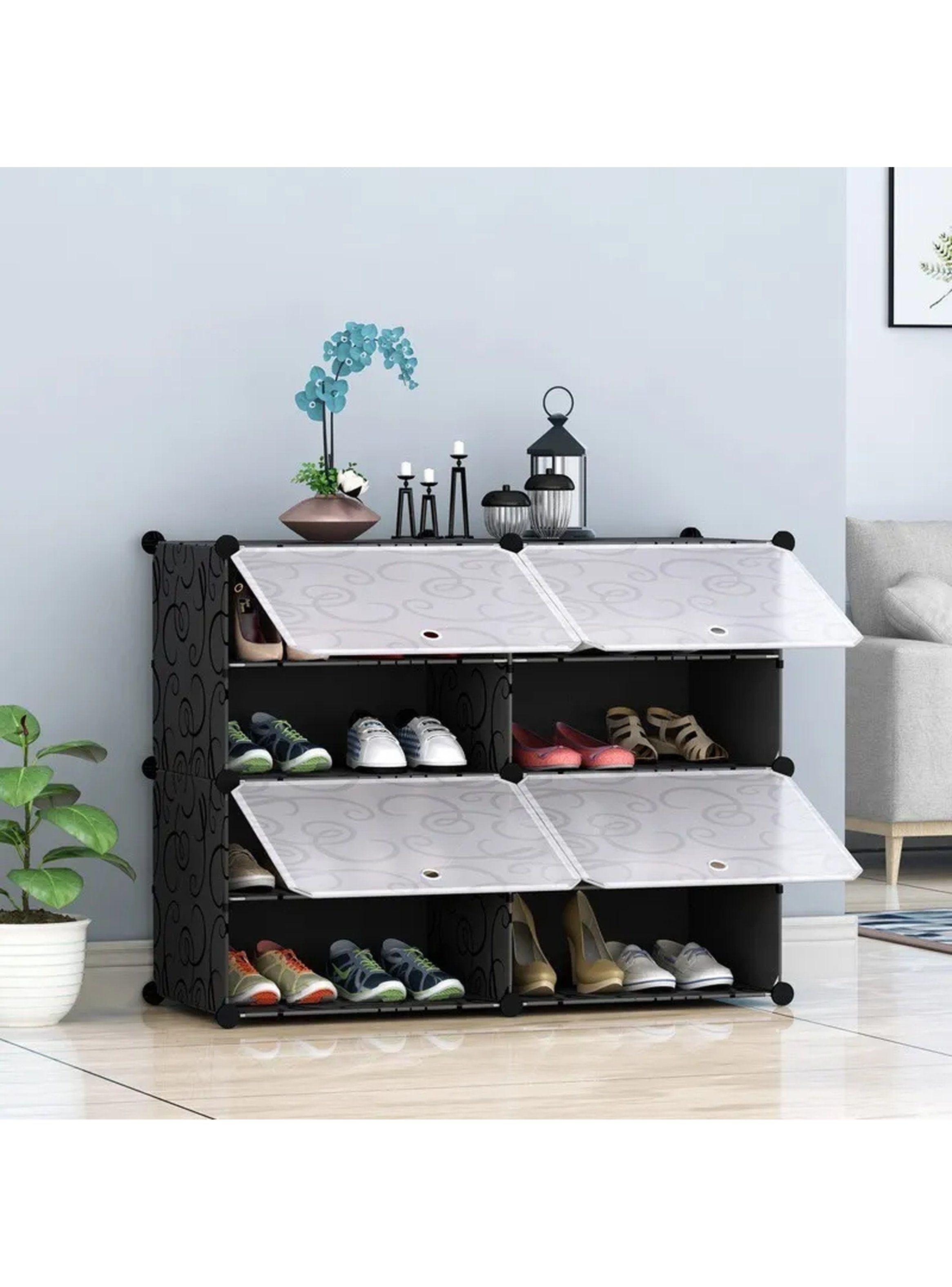 Organizador de Zapatos Modular Plástico Negro con Puertas-1