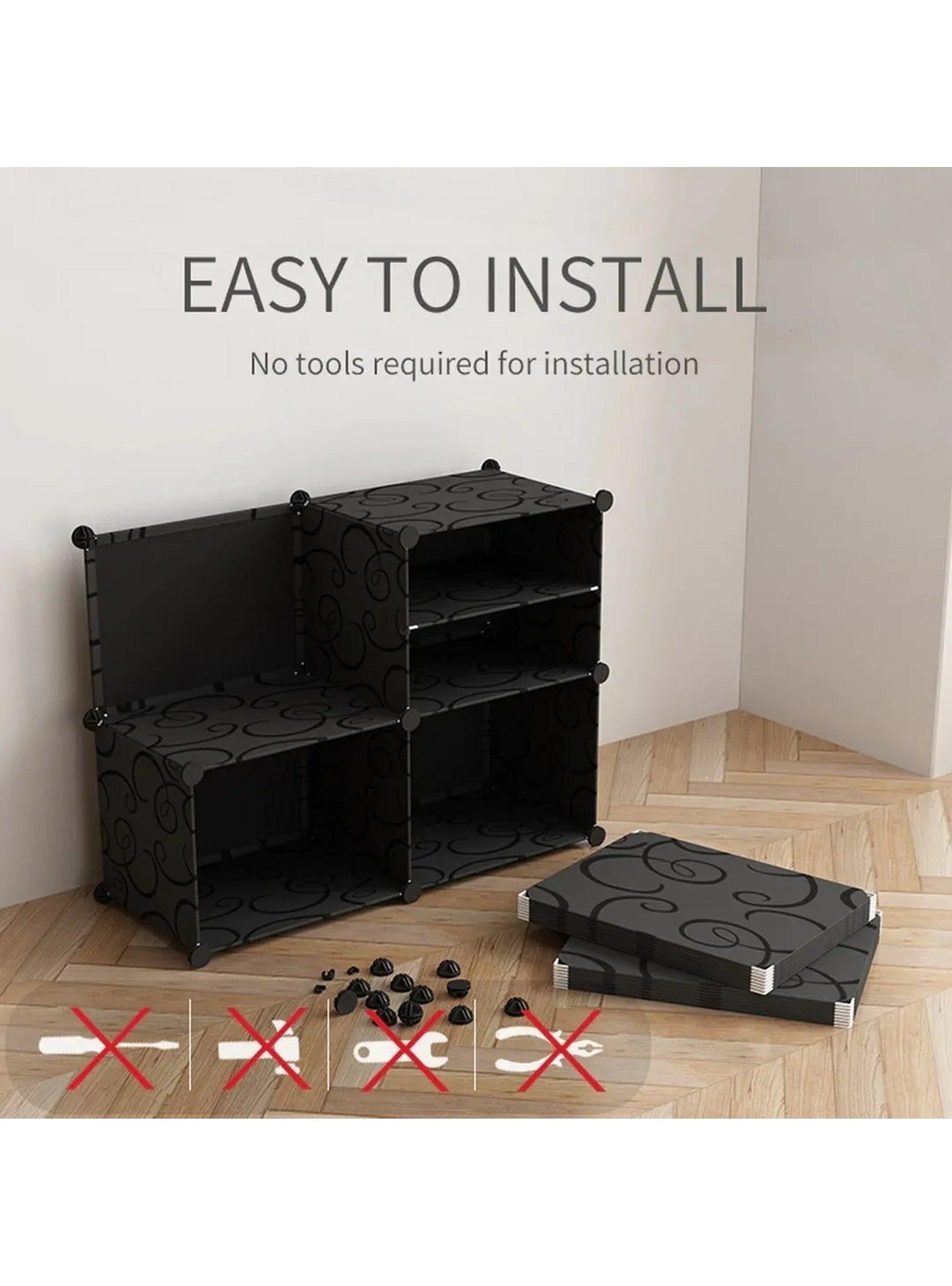 Organizador de Zapatos Modular Plástico Negro con Puertas-2