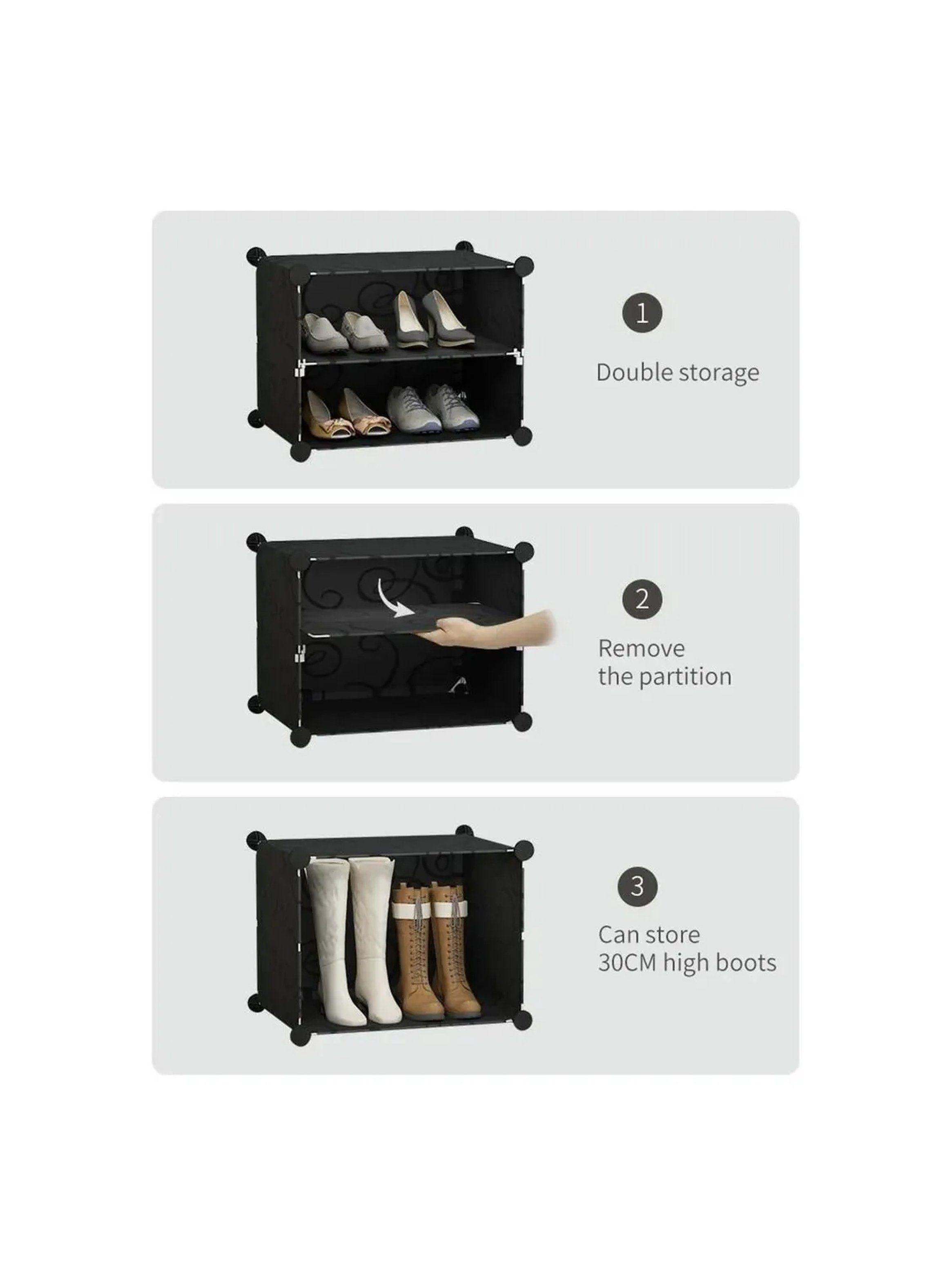 Organizador de Zapatos Modular Plástico Negro con Puertas-5