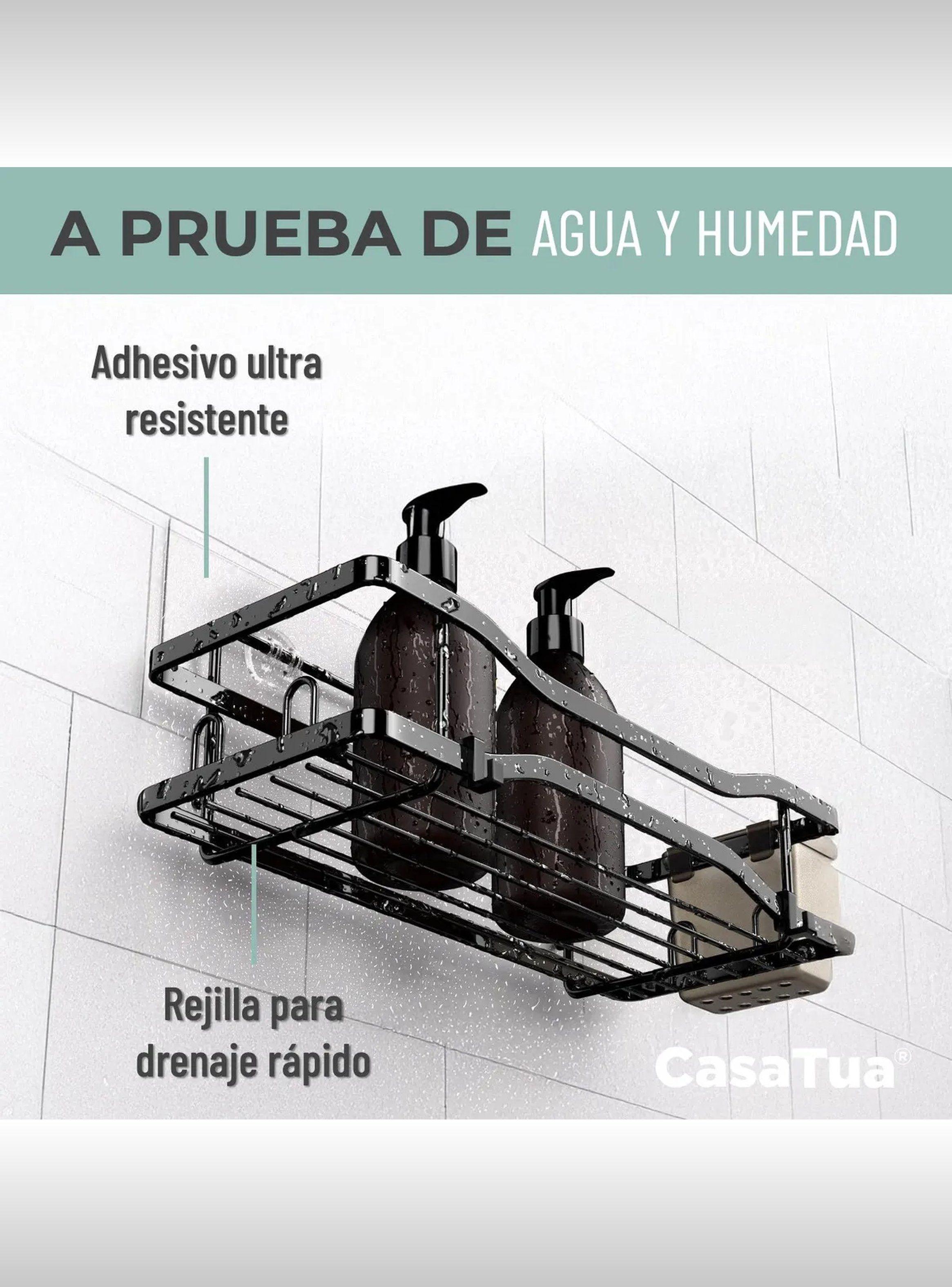 Estante de Baño Adhesivo Antióxido Negro Doble-1