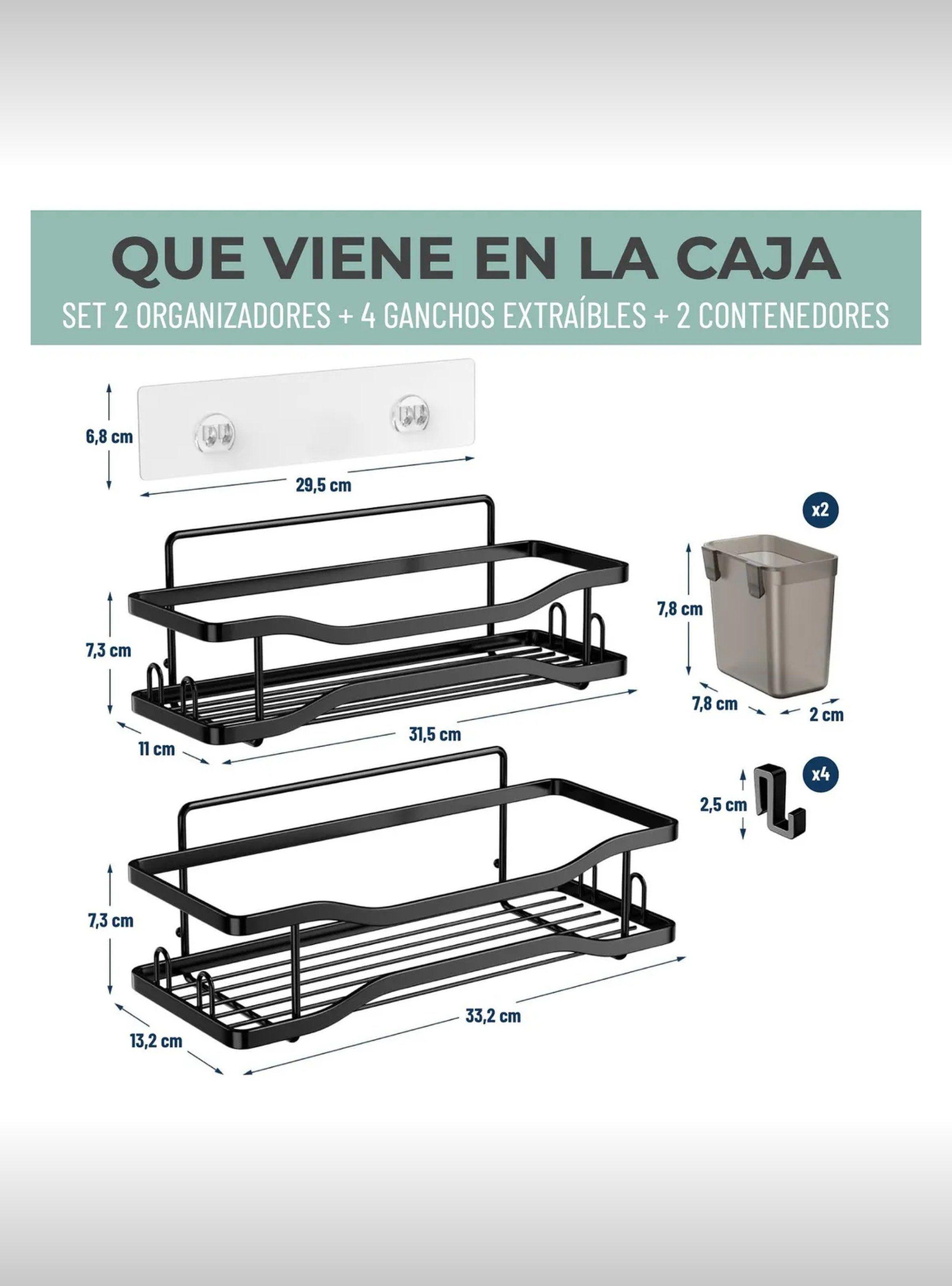 Estante de Baño Adhesivo Antióxido Negro Doble-7