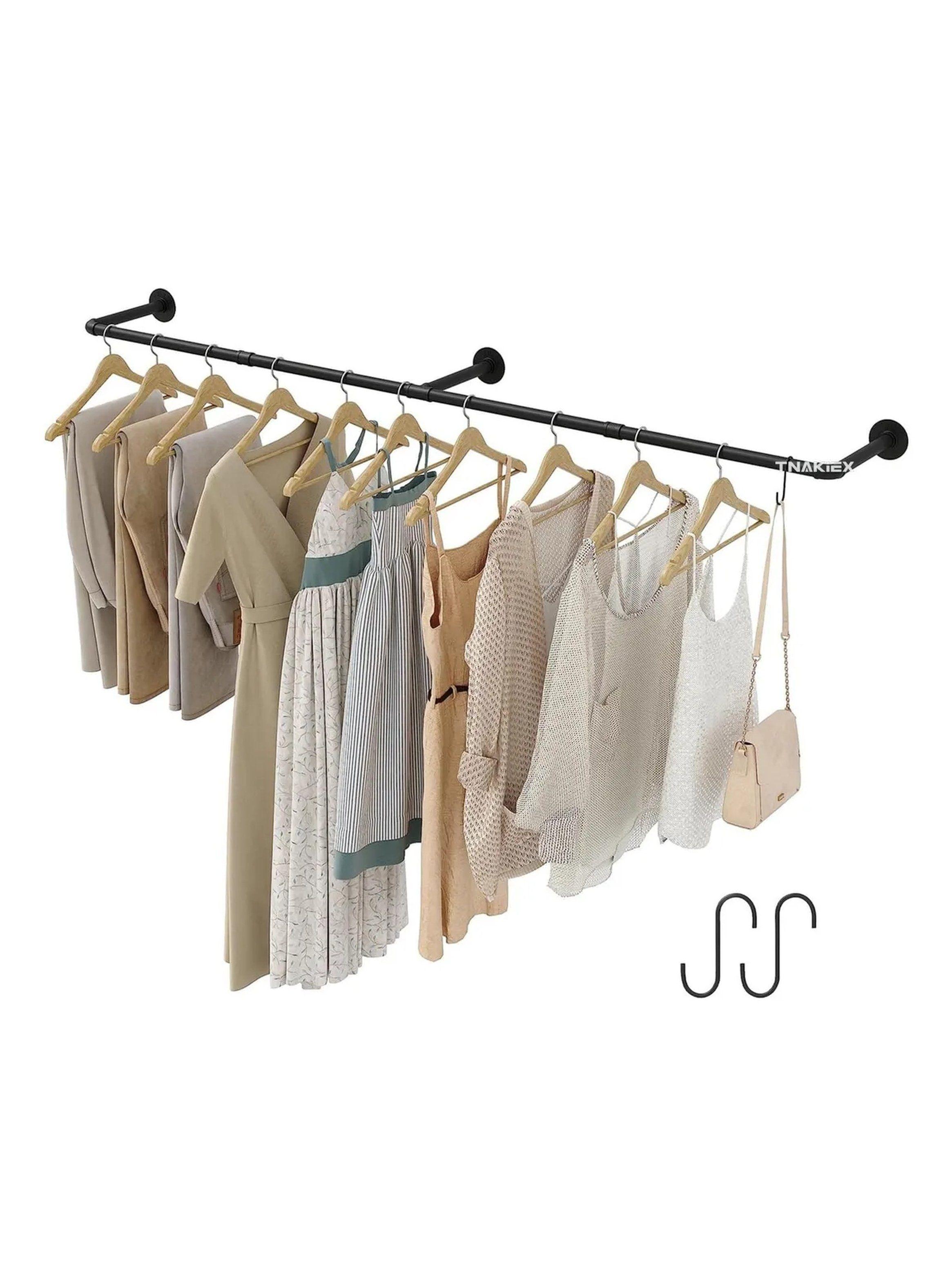 Barra De Ropa Colgante Metálica Resistentes 184cm Negra-0