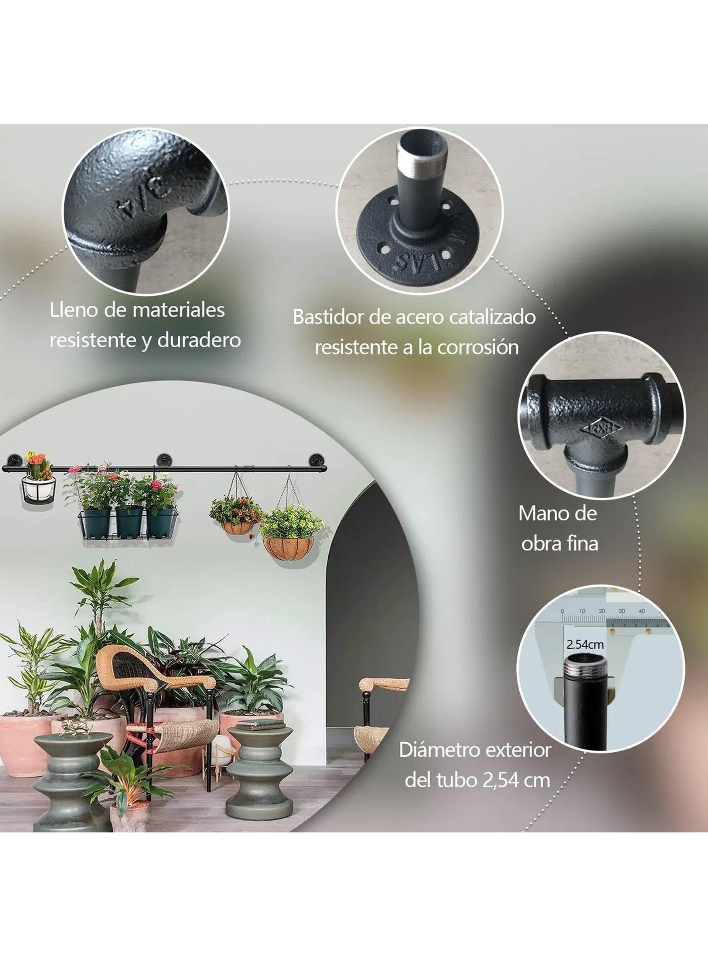 Barra De Ropa Colgante Metálica Resistentes 184cm Negra-2