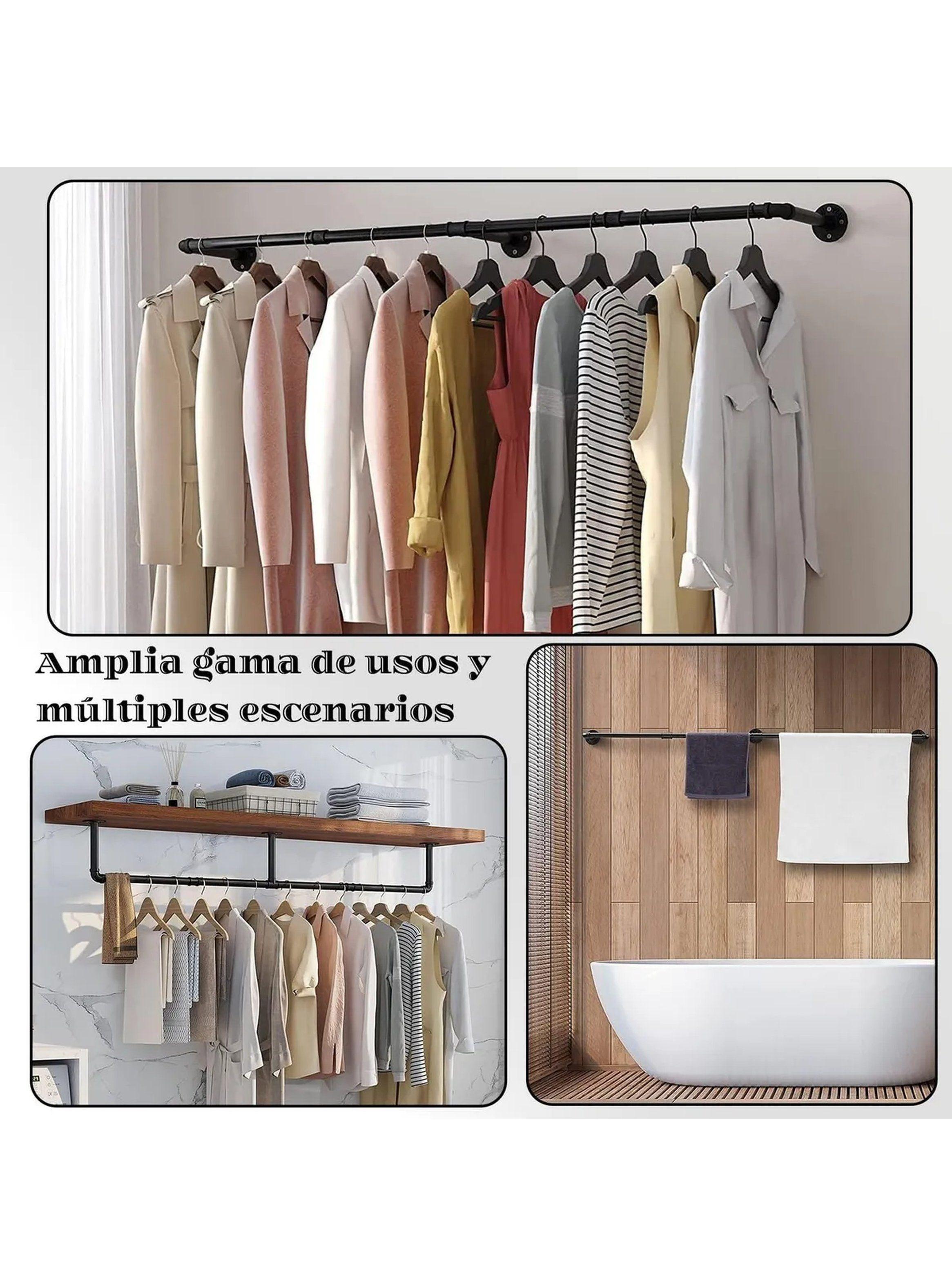 Barra De Ropa Colgante Metálica Resistentes 184cm Negra-3