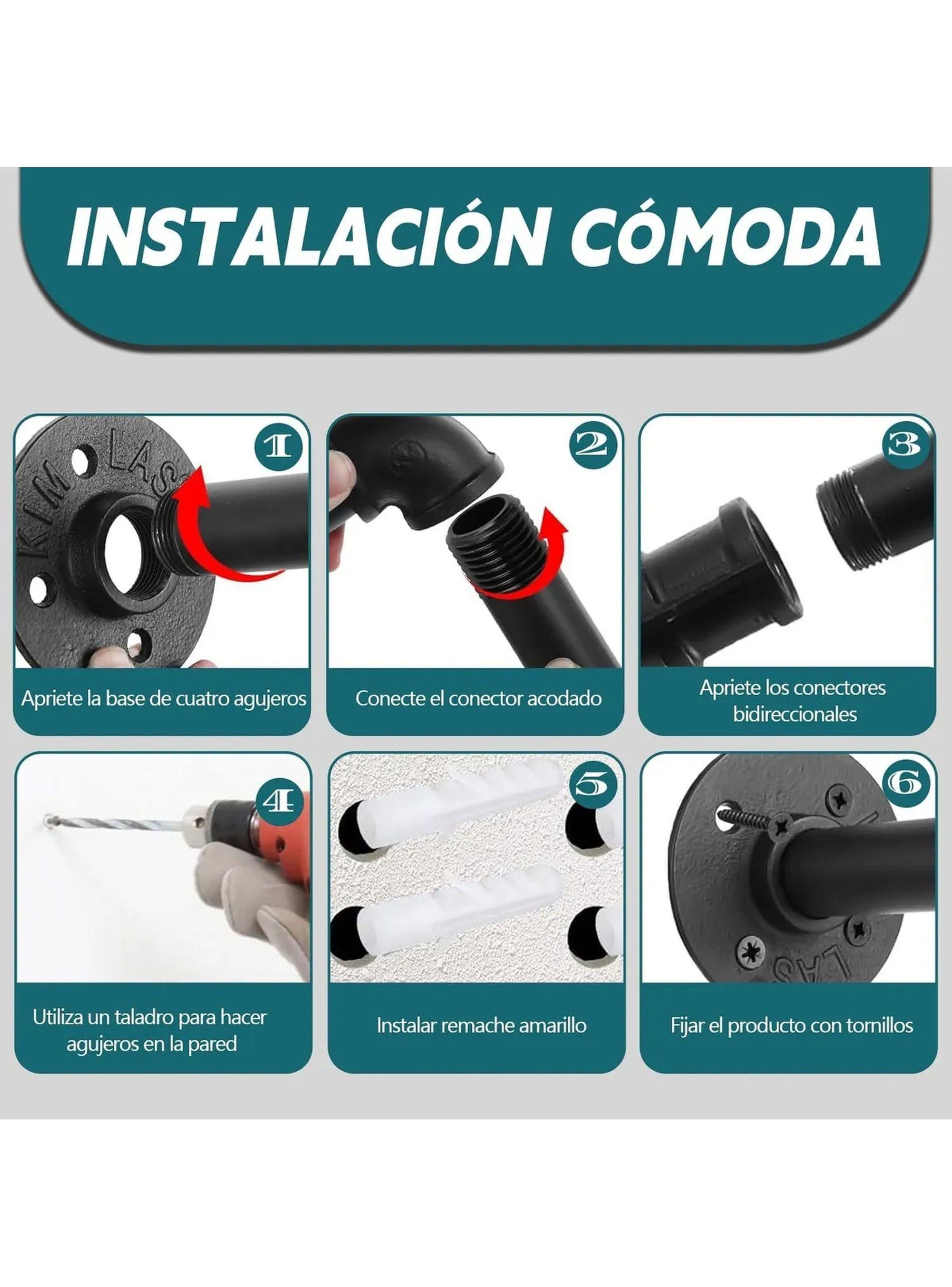 Barra De Ropa Colgante Metálica Resistentes 184cm Negra-6