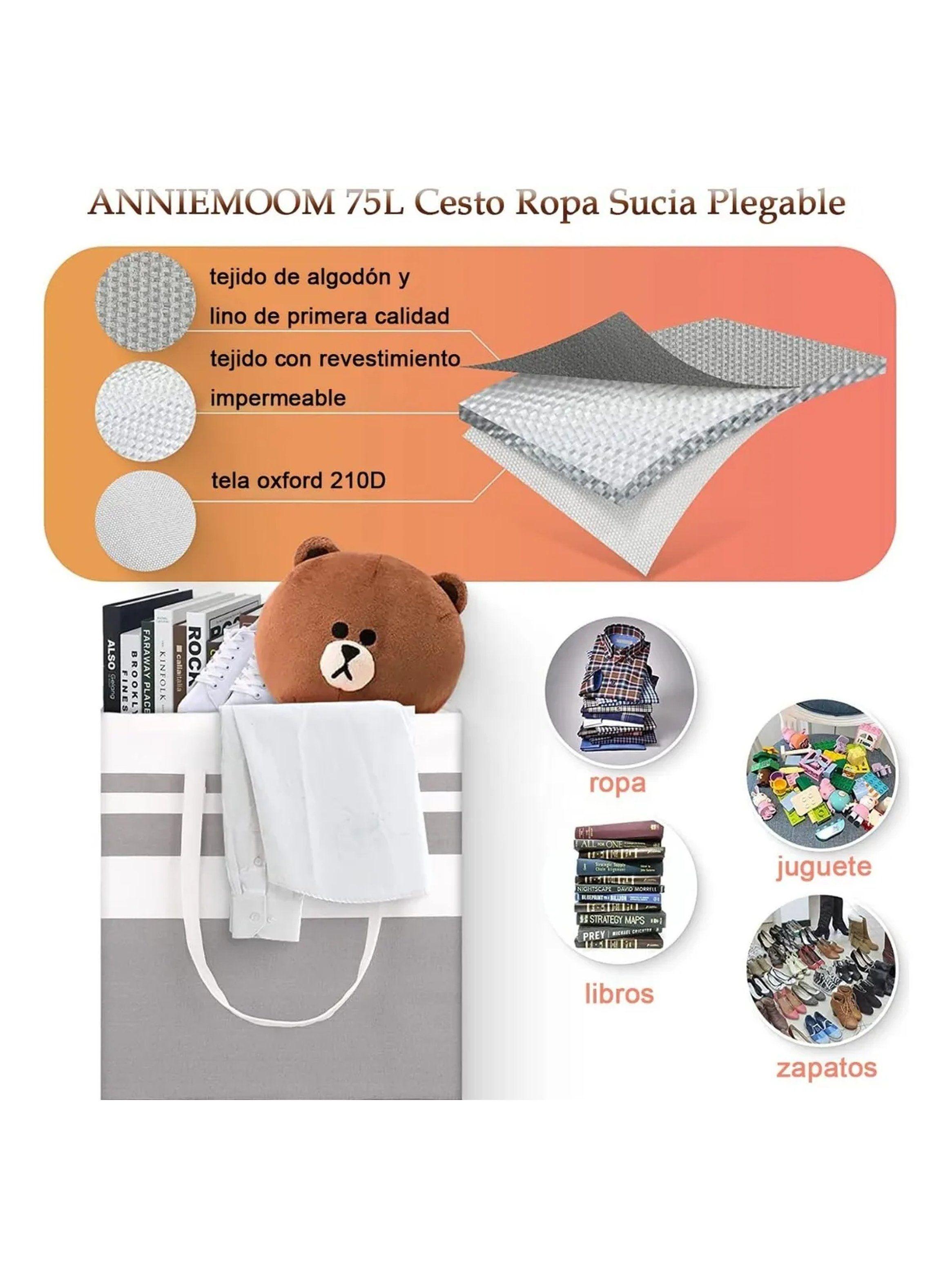 Cesta de Ropa Plegable Impermeable 63cm Diseño Rayado-3