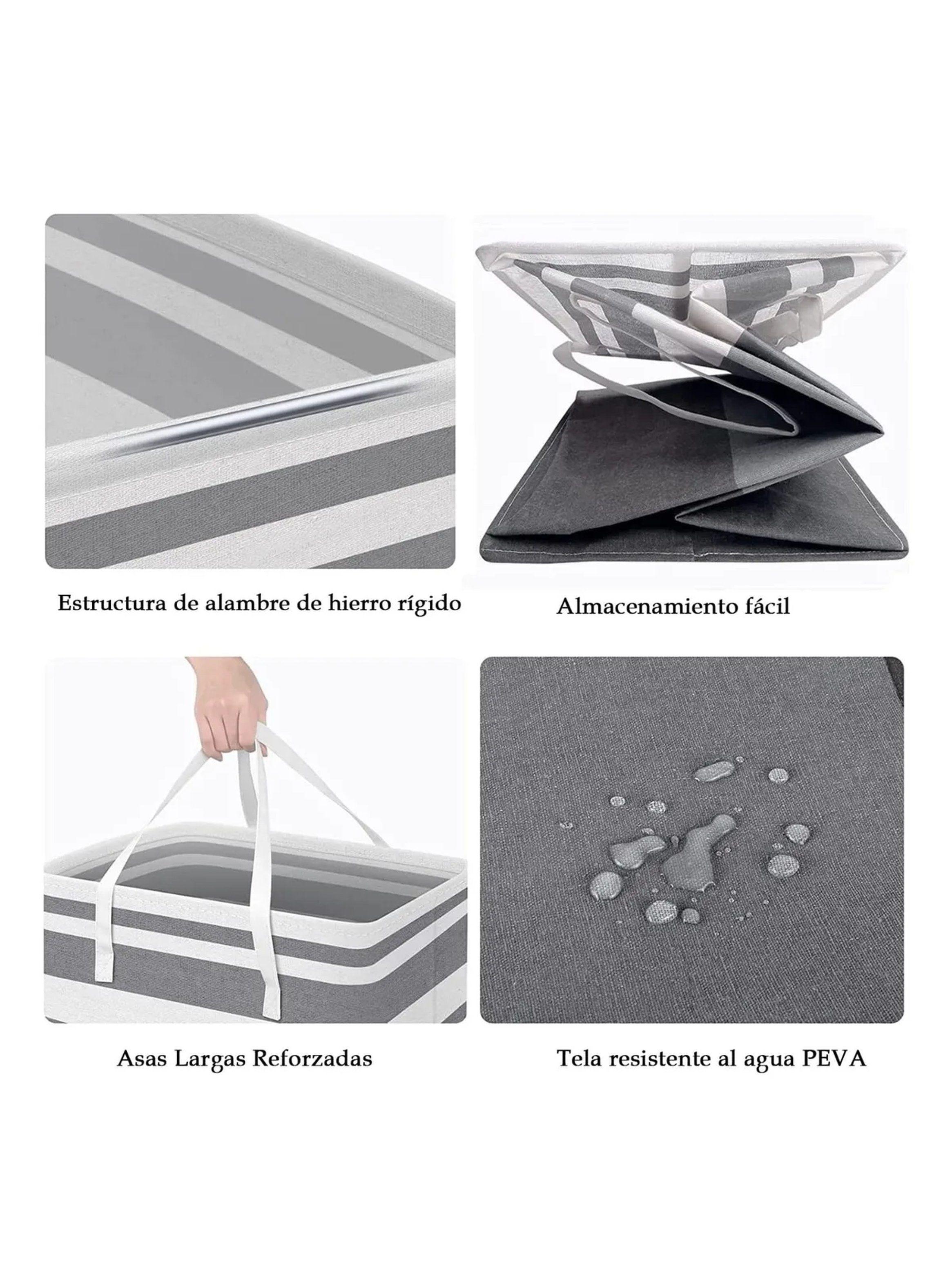 Cesta de Ropa Plegable Impermeable 63cm Diseño Rayado-5
