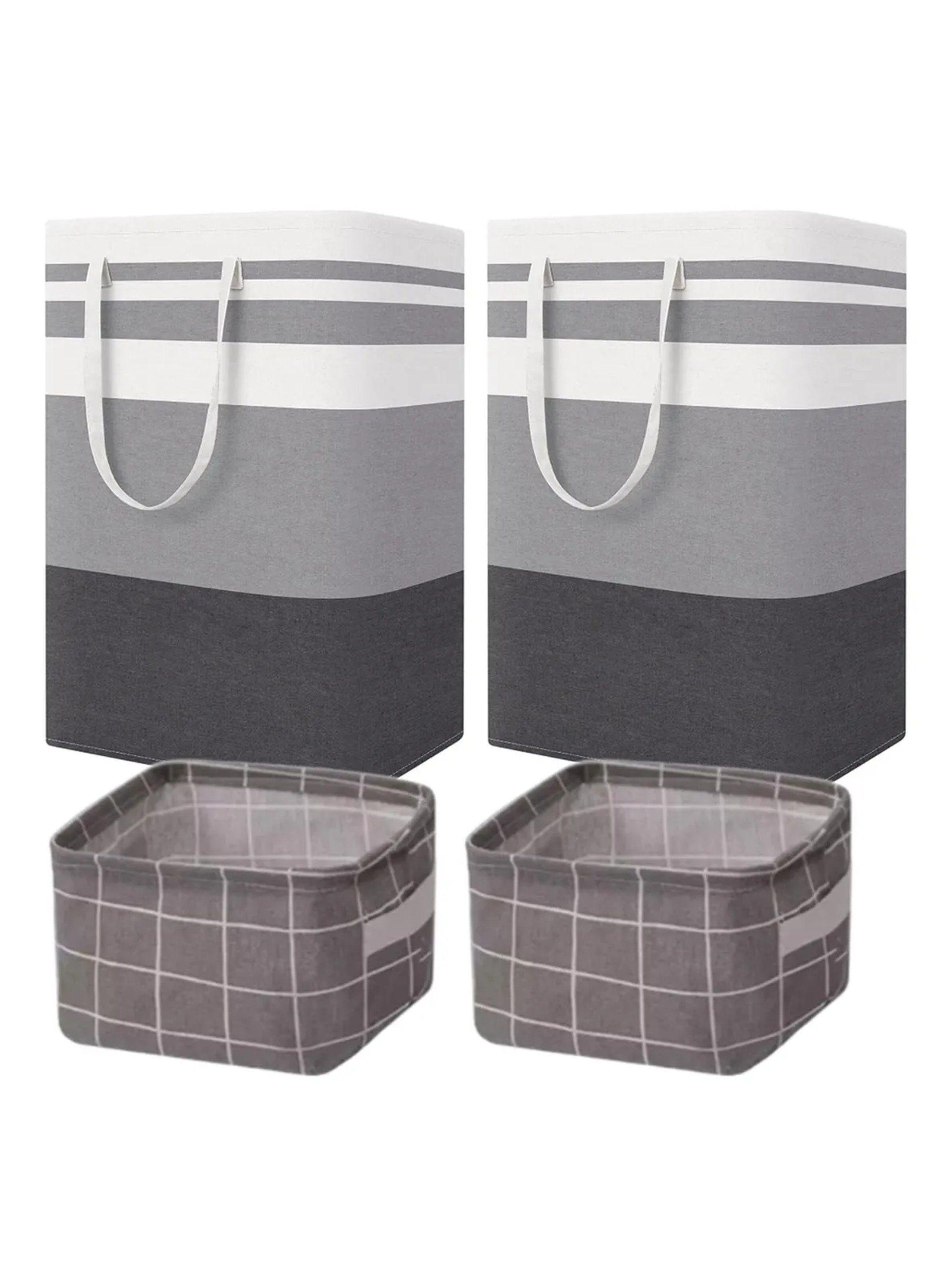 Cesta de Ropa Plegable Impermeable 63cm Diseño Rayado-8