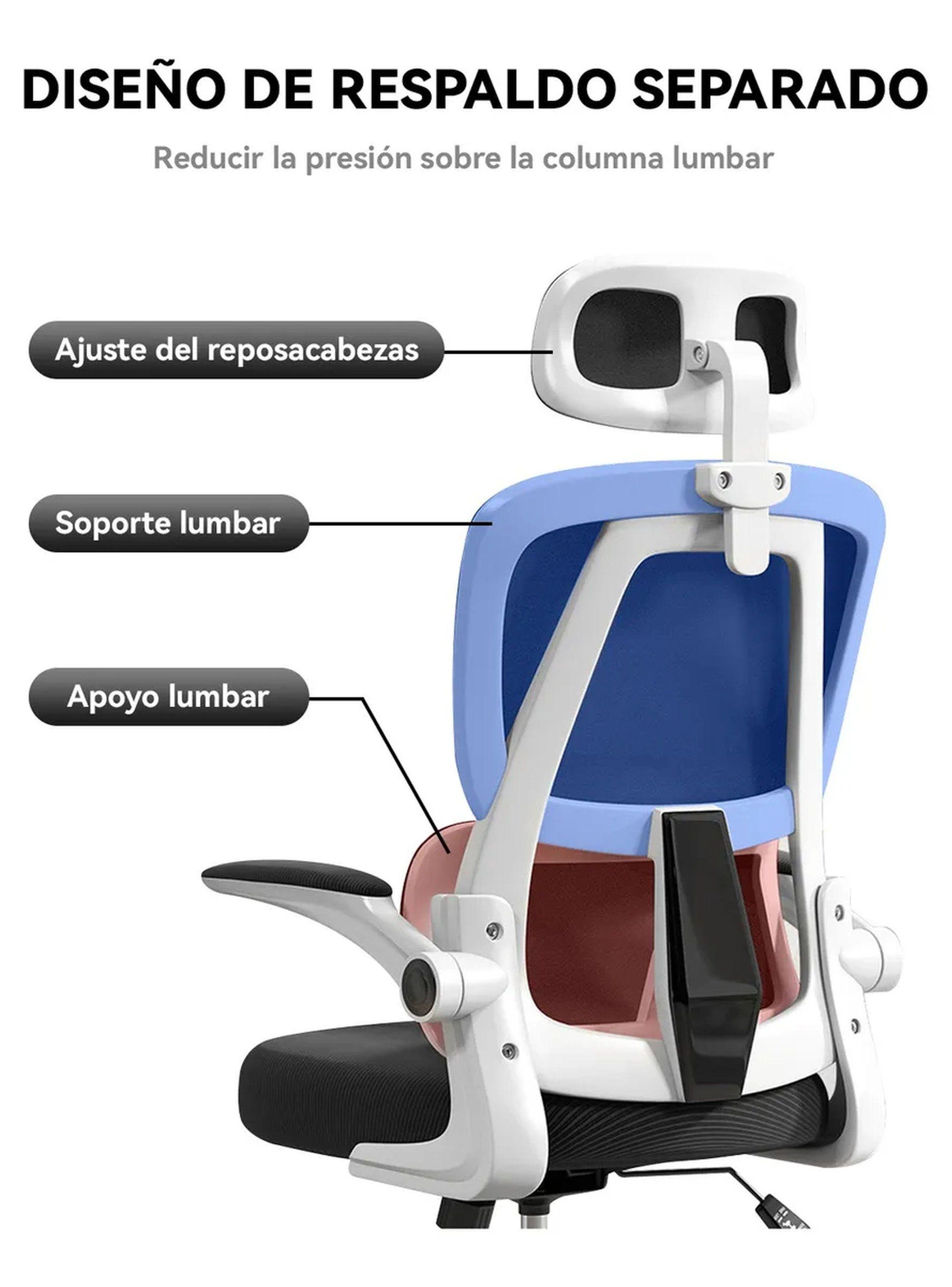 Silla de Oficina Ergonómica Ajustable Respaldo Separado con Soporte Lumbar-2
