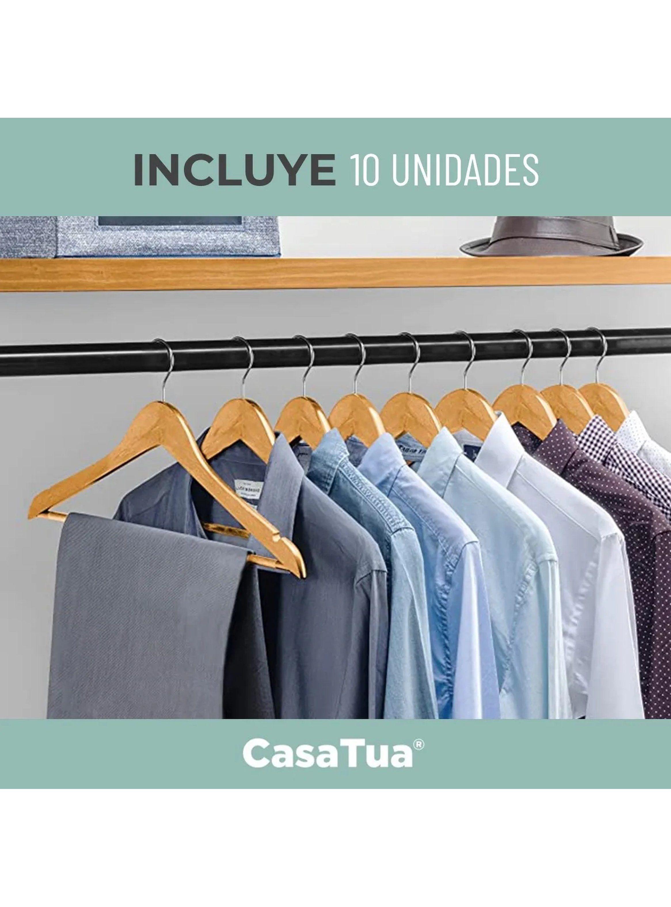 Perchas de Madera Antideslizantes con Goma Pack de 10-1