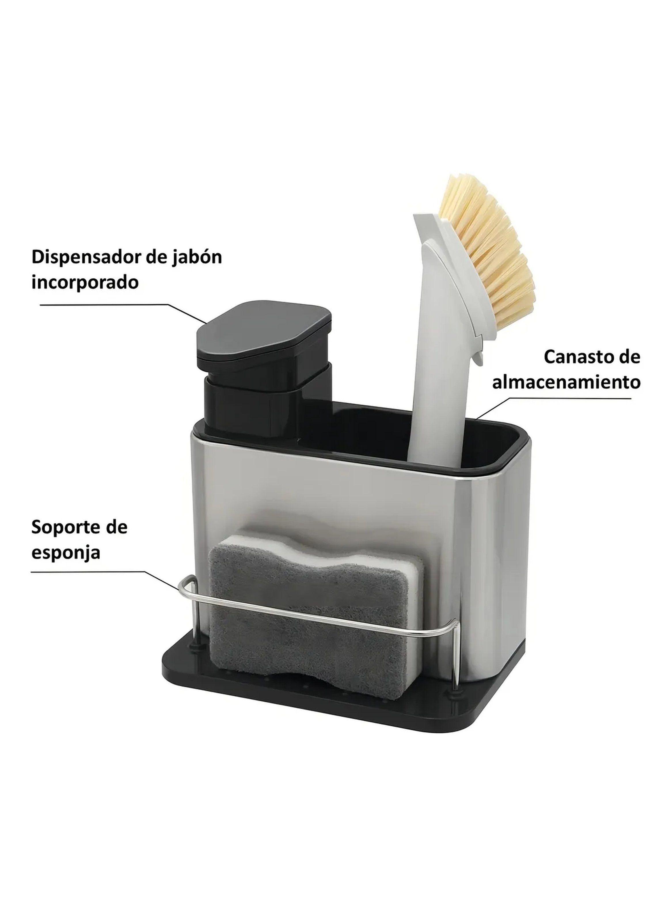 Dispensador de Jabón y Organizador de Cocina Acero Inoxidable-3
