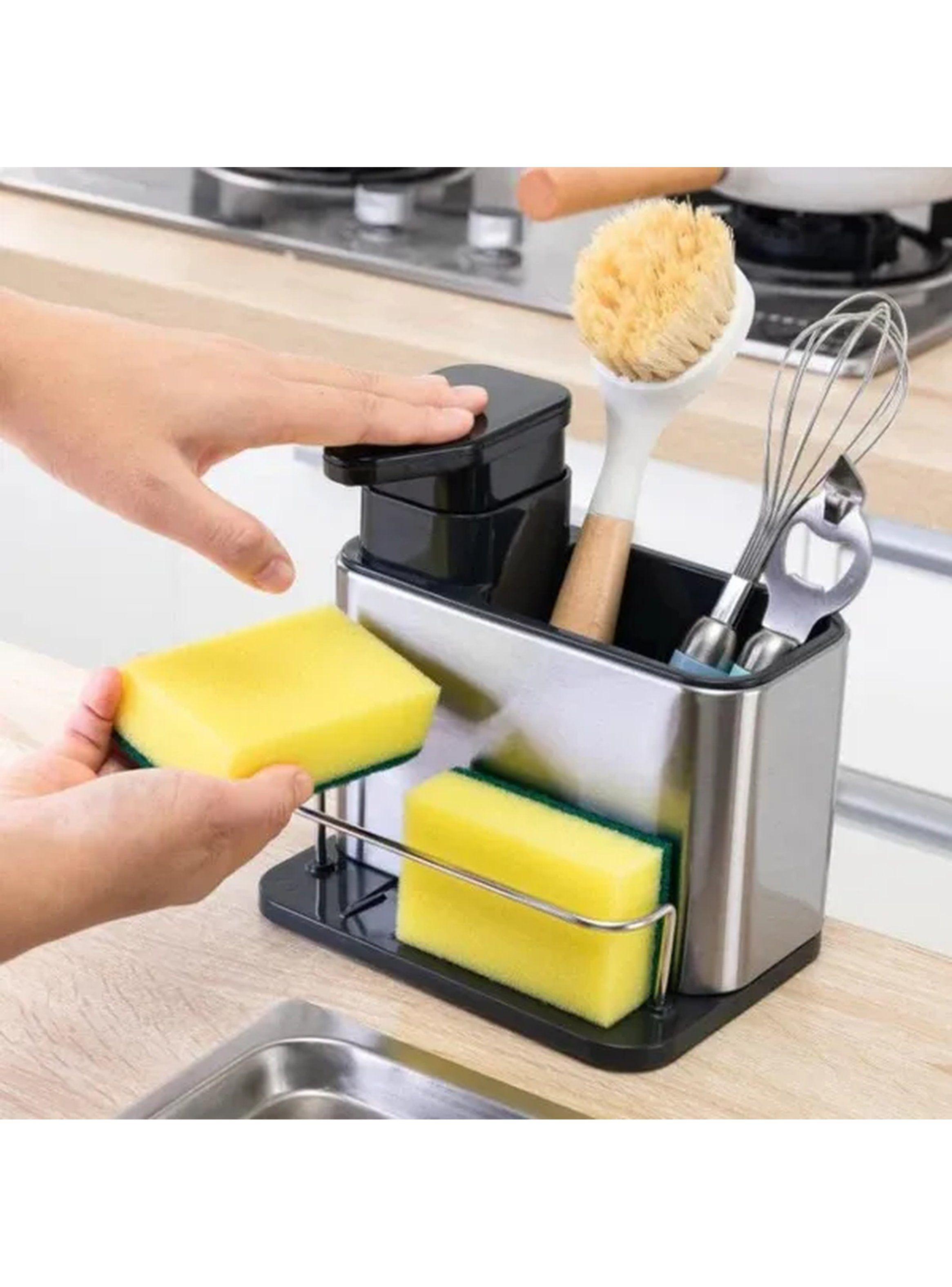 Dispensador de Jabón y Organizador de Cocina Acero Inoxidable-8