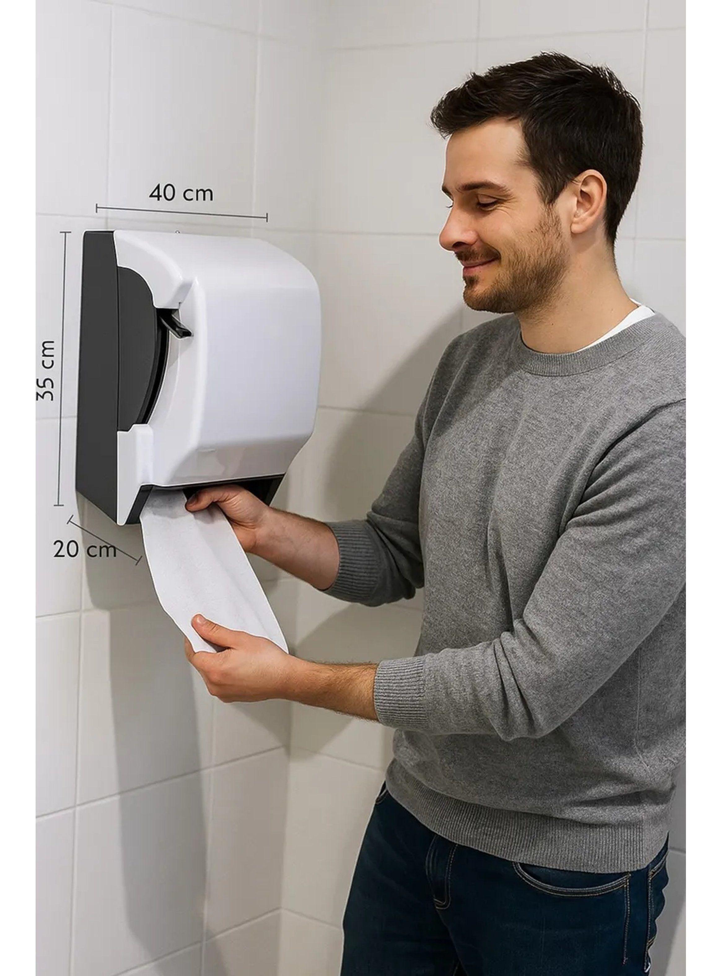 Dispensador De Papel Toalla Pared ABS Negro Blanco-2