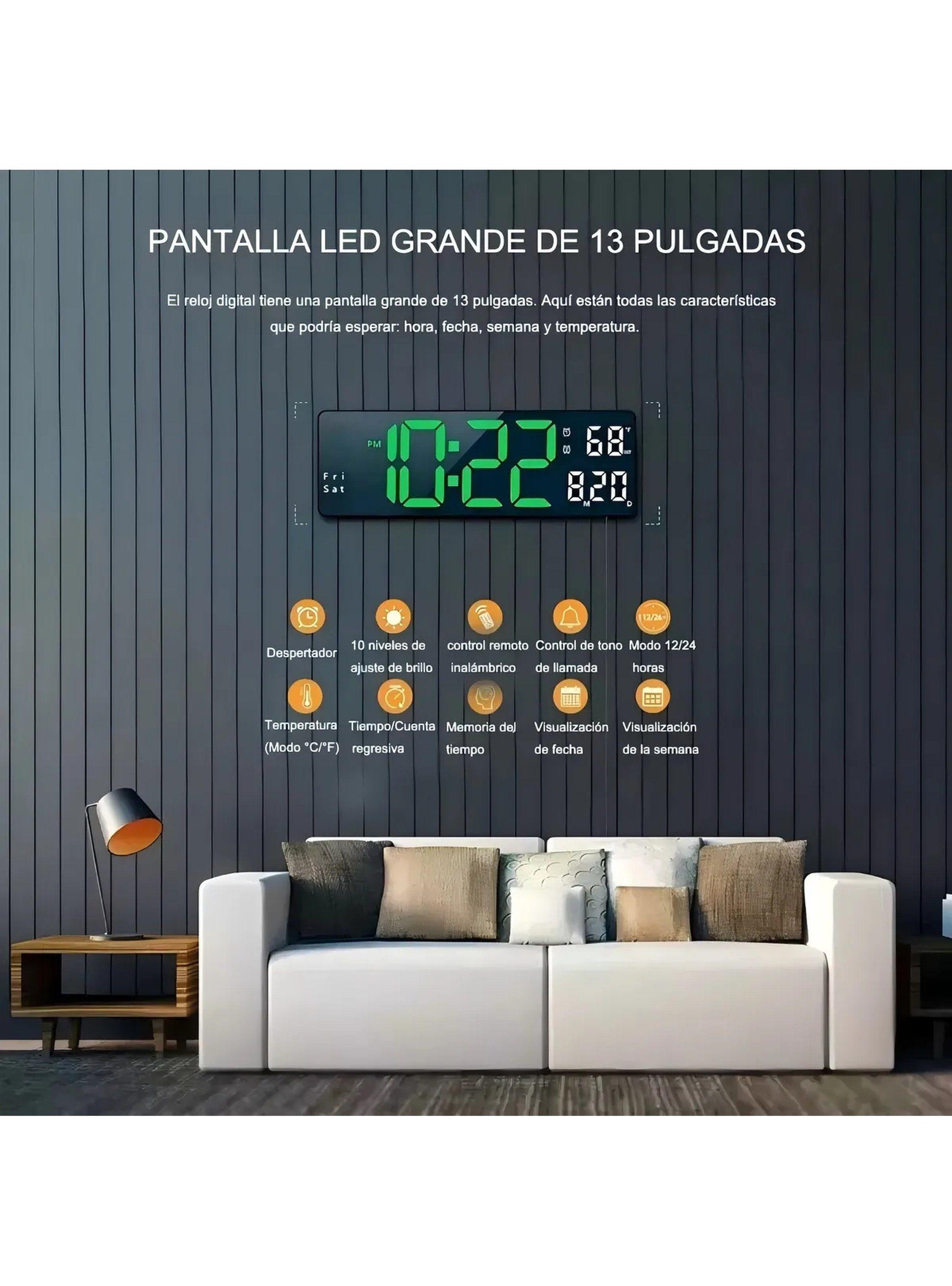 Reloj Digital LED de Pared 13 Pulgadas Control Remoto-2